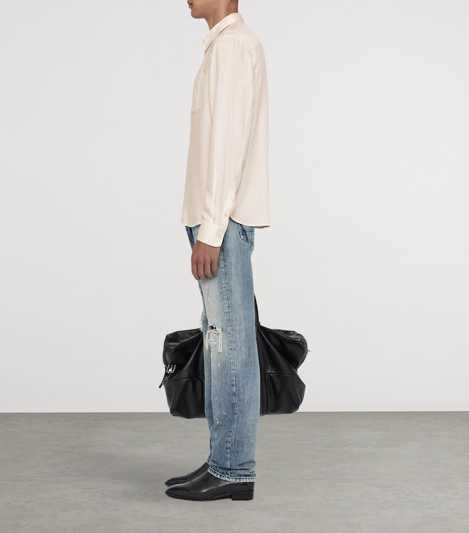 AllSaints Mens Ward Shirt Cream Taupe Image 6