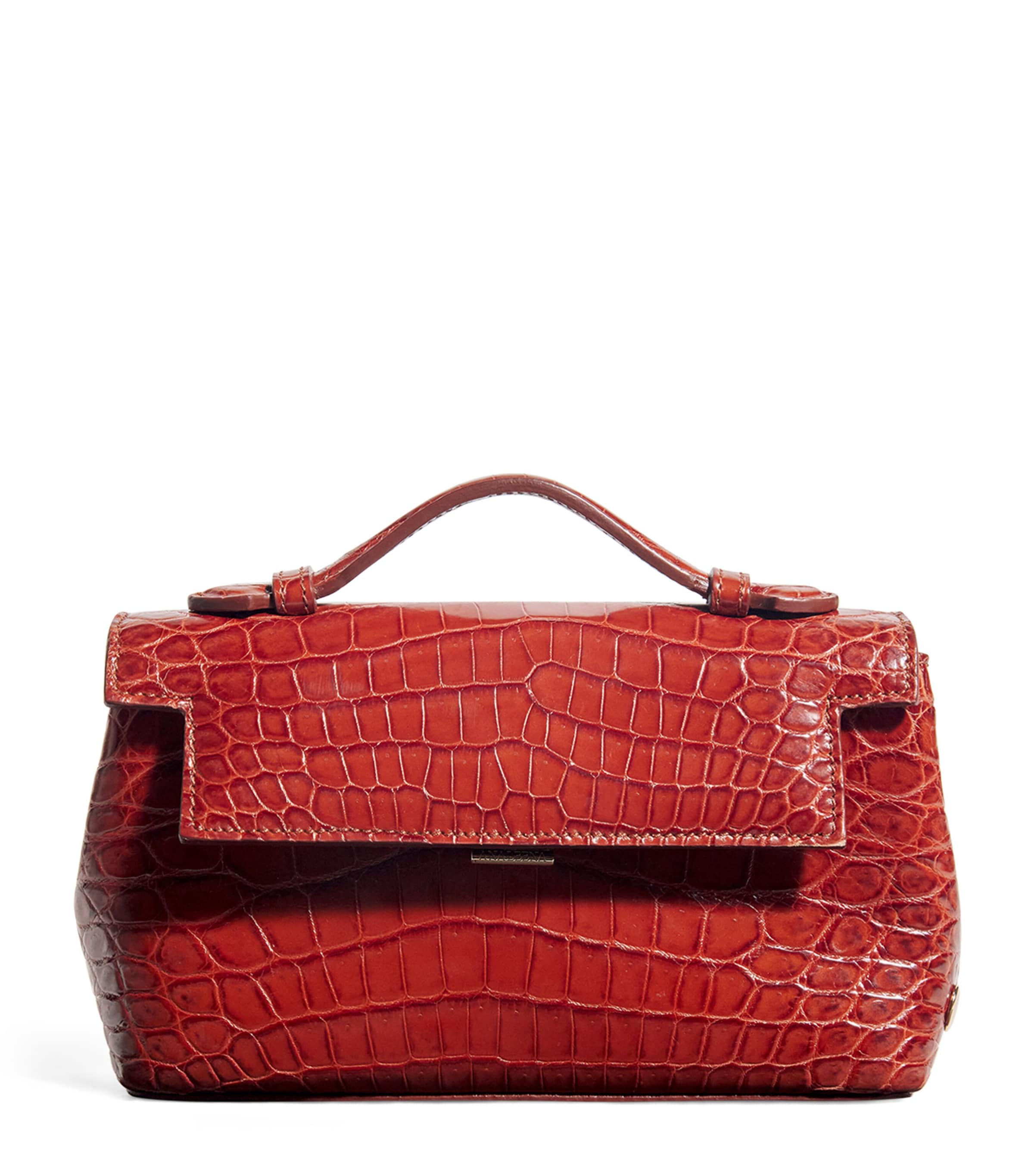 Analeena Crocodile Leather Top-Handle Bag | Women Bags | Belt Bags | Crossbody Bags | Mini Bags | Top Handle Bags