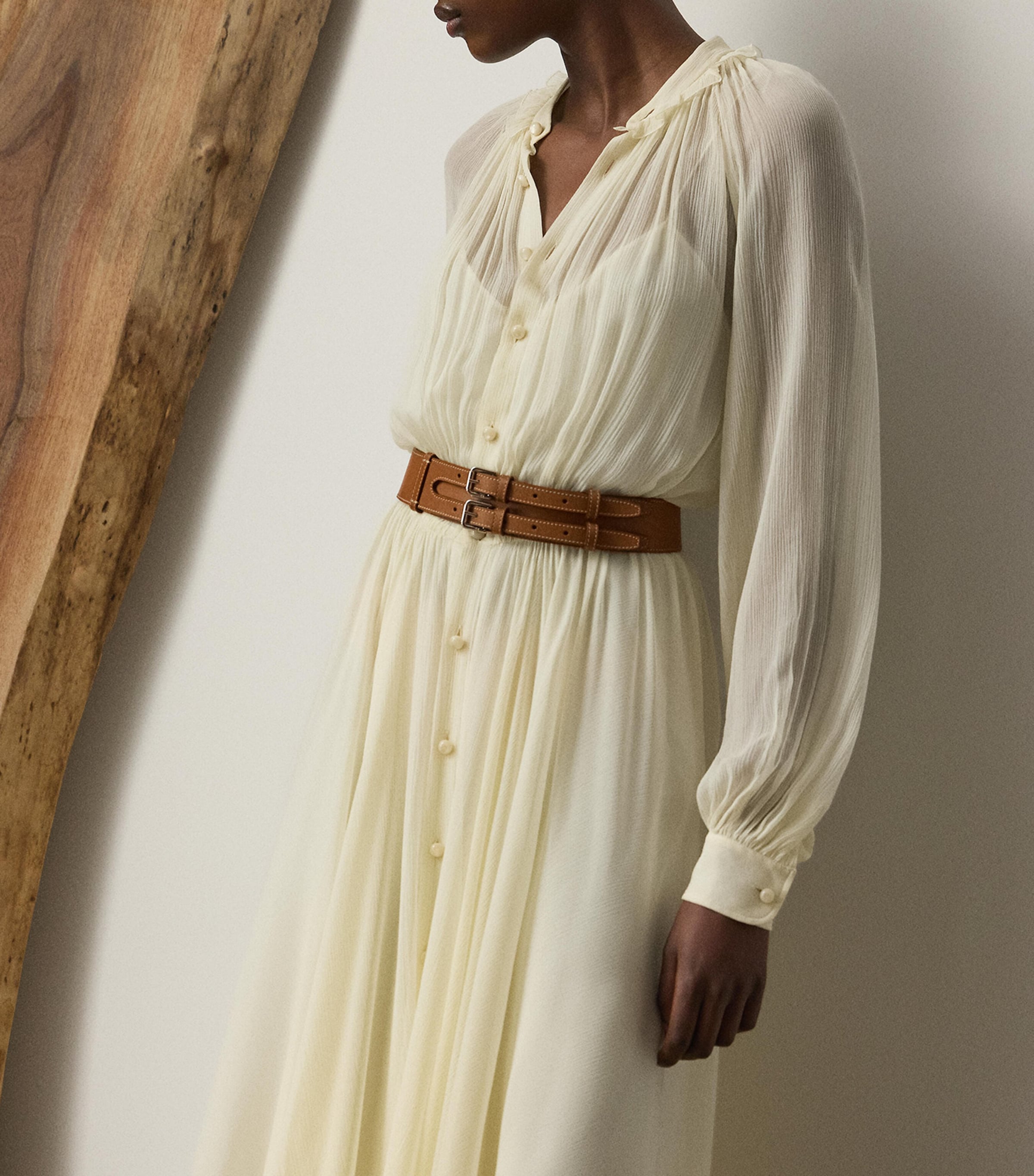 Mulberry Silk Grantly Midi Shirt Dress LUX CREAM Image 2