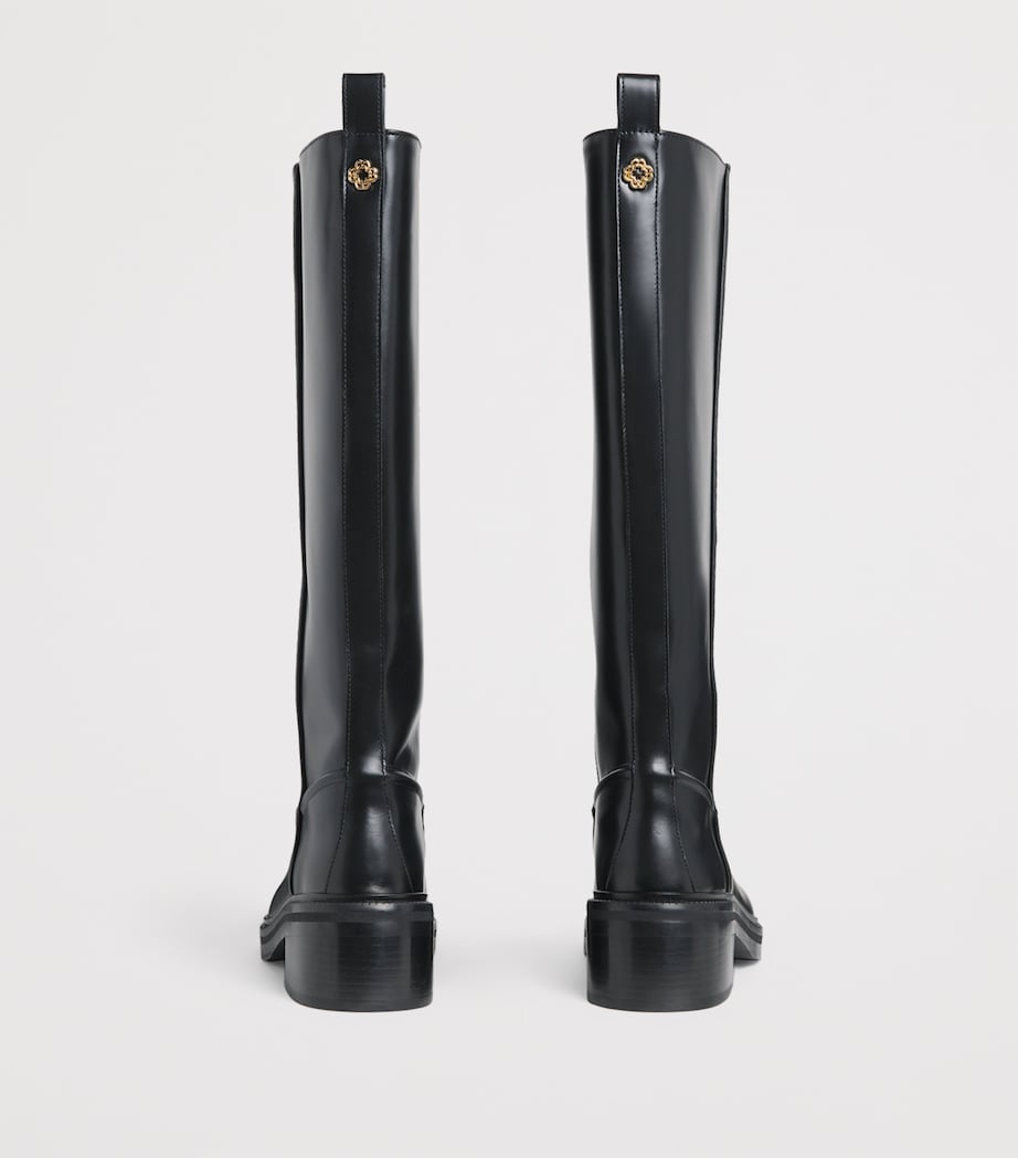 Leather Knee-High Boots BLACK Image 4