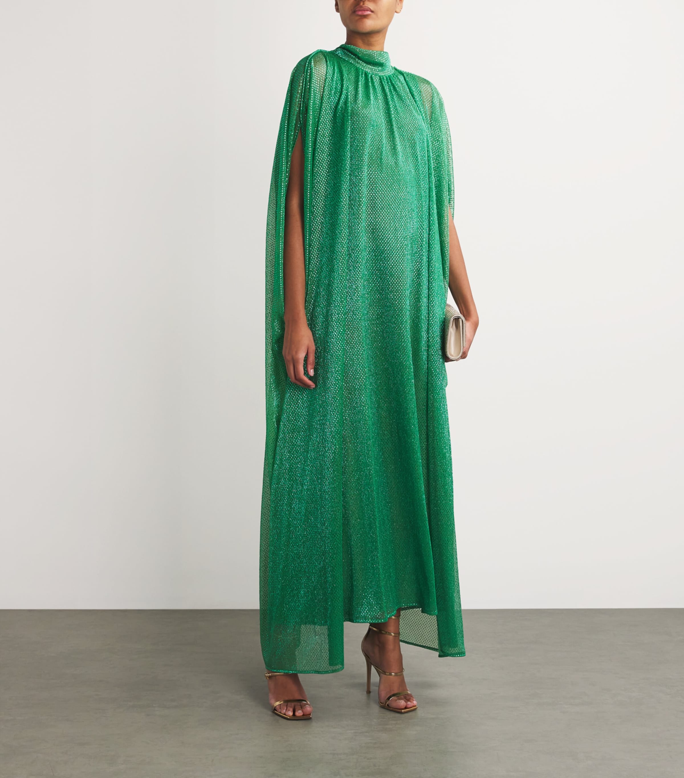 Metallic Cape Maxi Dress 236 BILLIARD Image 2