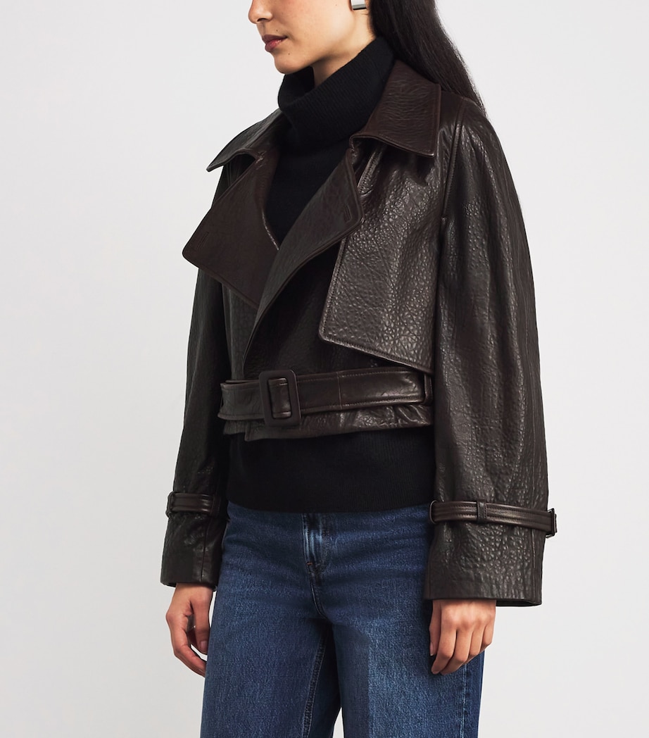 Lambskin Cropped Hatti Jacket RICH BROWN Image 3