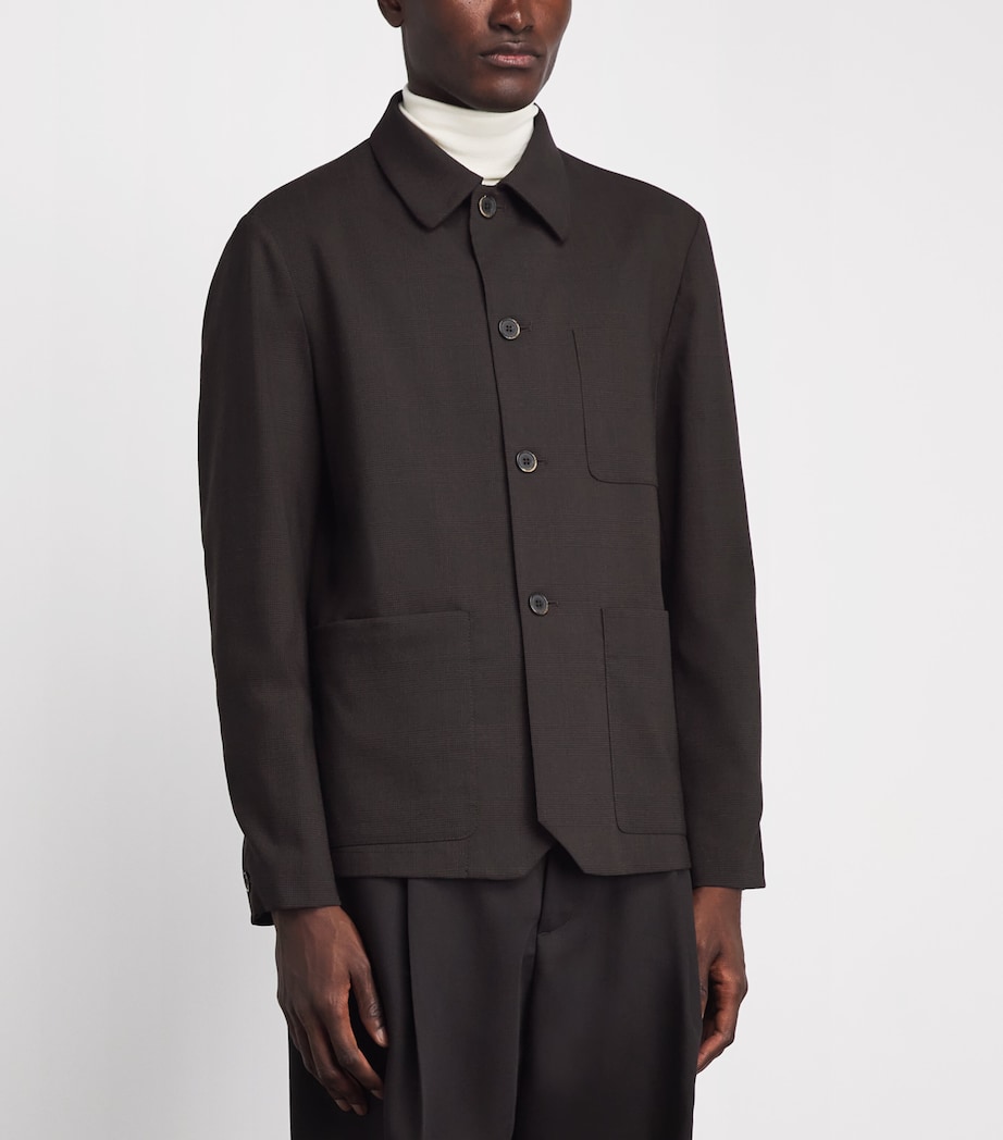 Barena Mens Tropical Virgin Wool Check Overshirt Bruno Image 4
