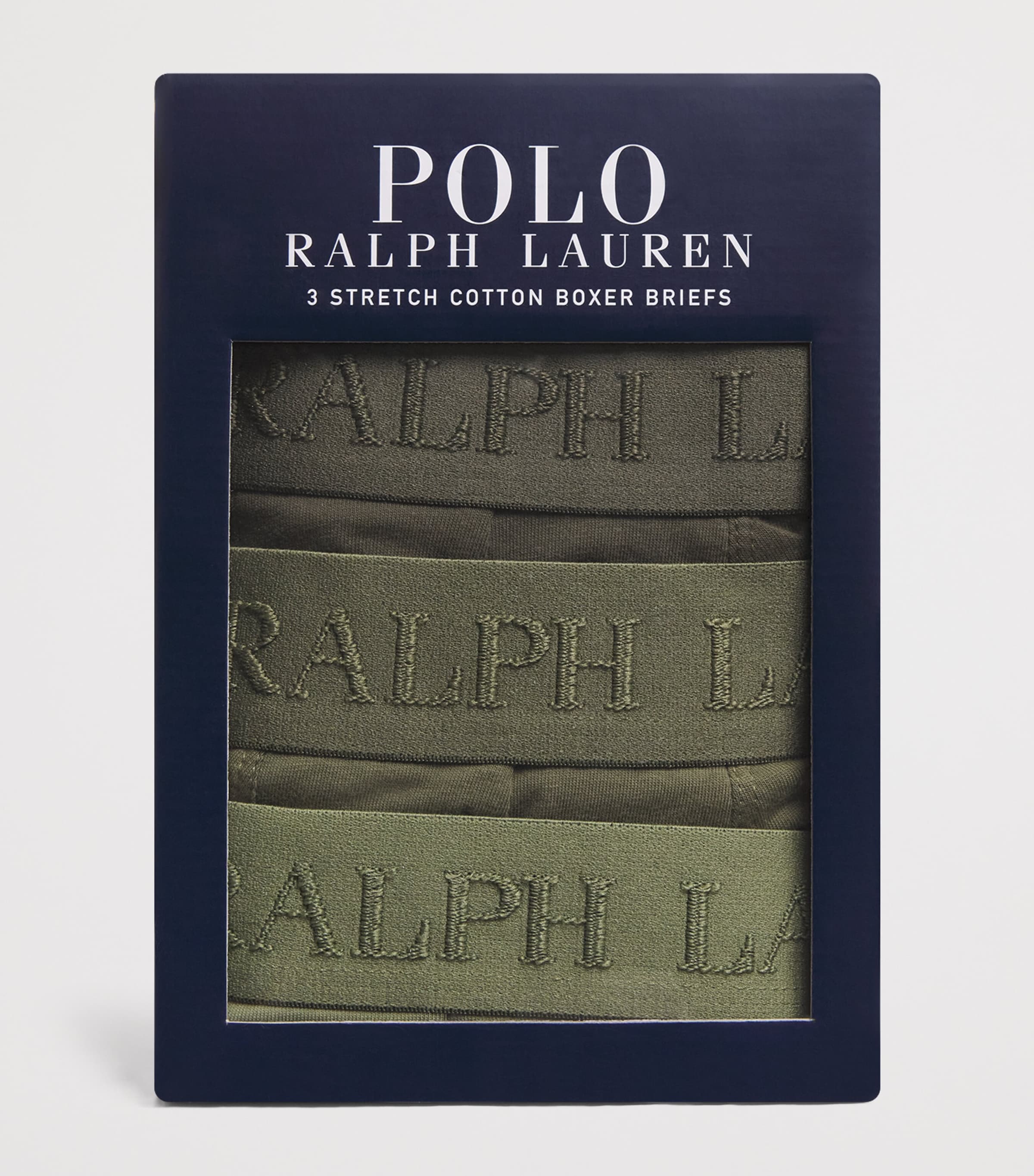 Stretch-Cotton Logo Boxer Briefs (Pack of 3) OLIVES Image 4