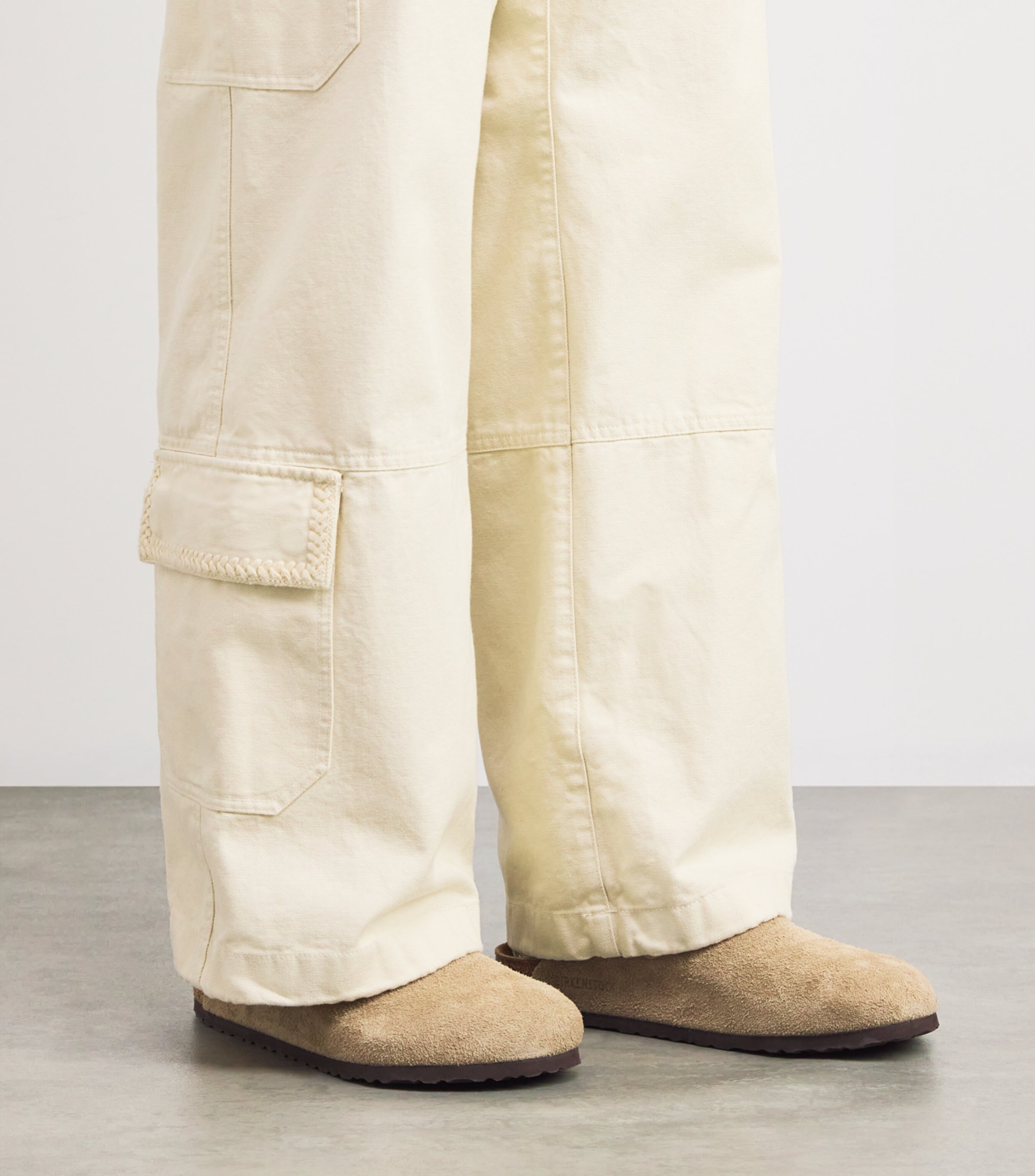 Birkenstock Suede Boston Clogs Taupe Image 2