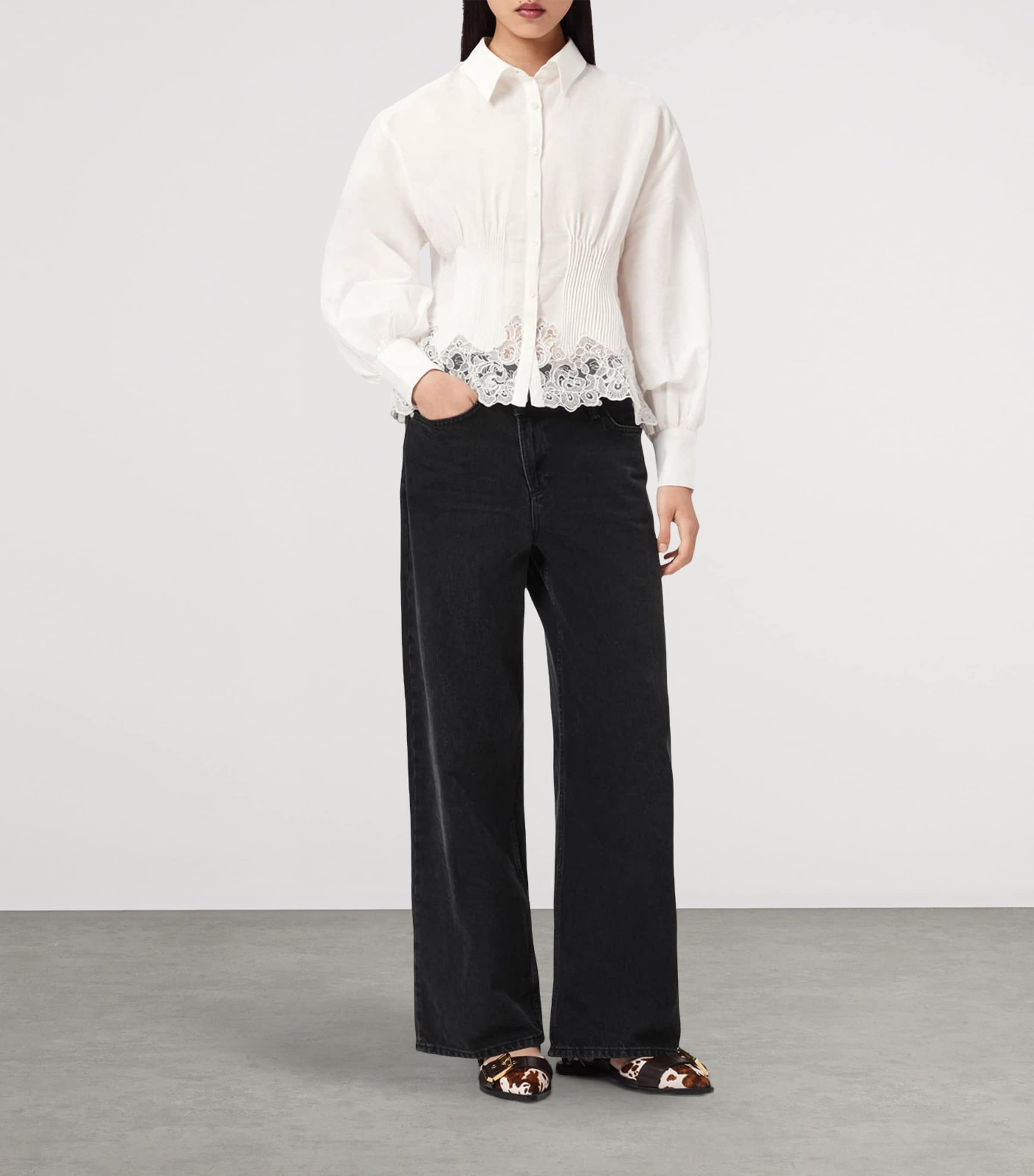 AllSaints Womens Linen-Cotton Carol Shirt White Image 2
