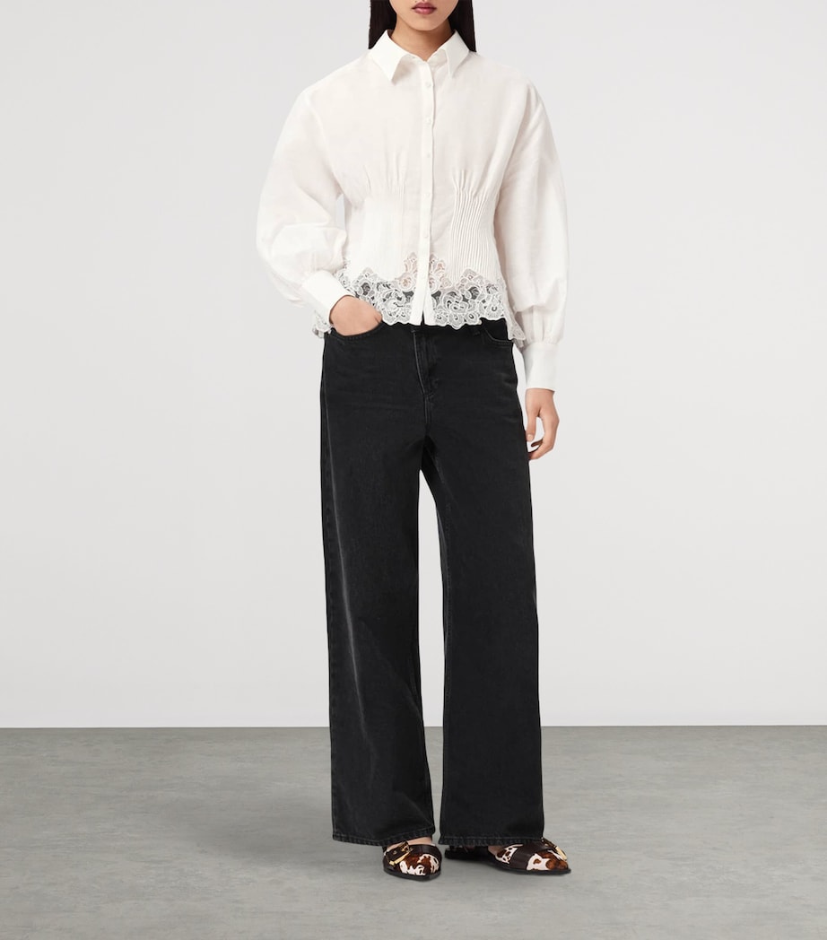 AllSaints Womens Linen-Cotton Carol Shirt White Image 2