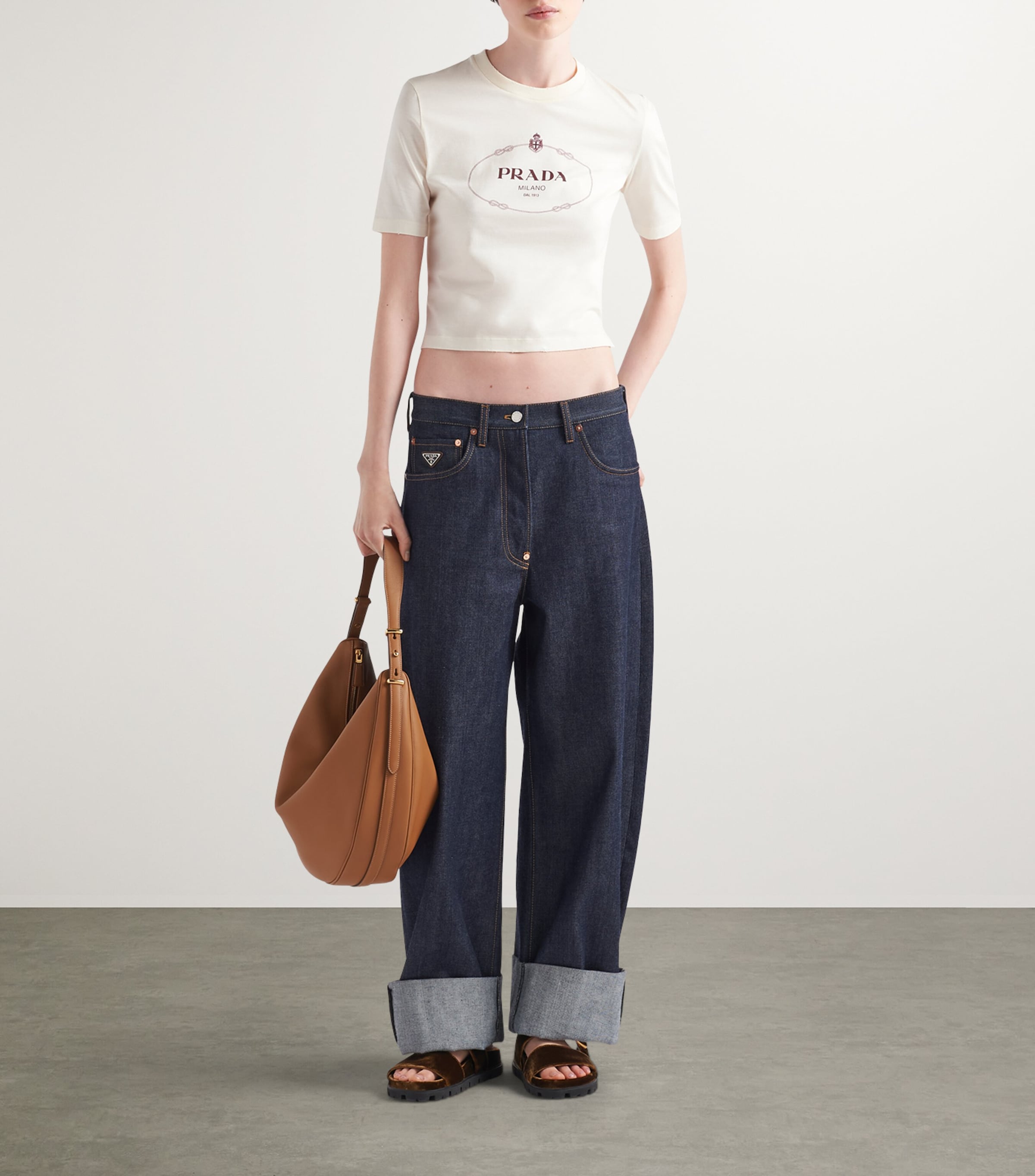 Prada Womens Cotton Savoy Logo T-Shirt Image 2