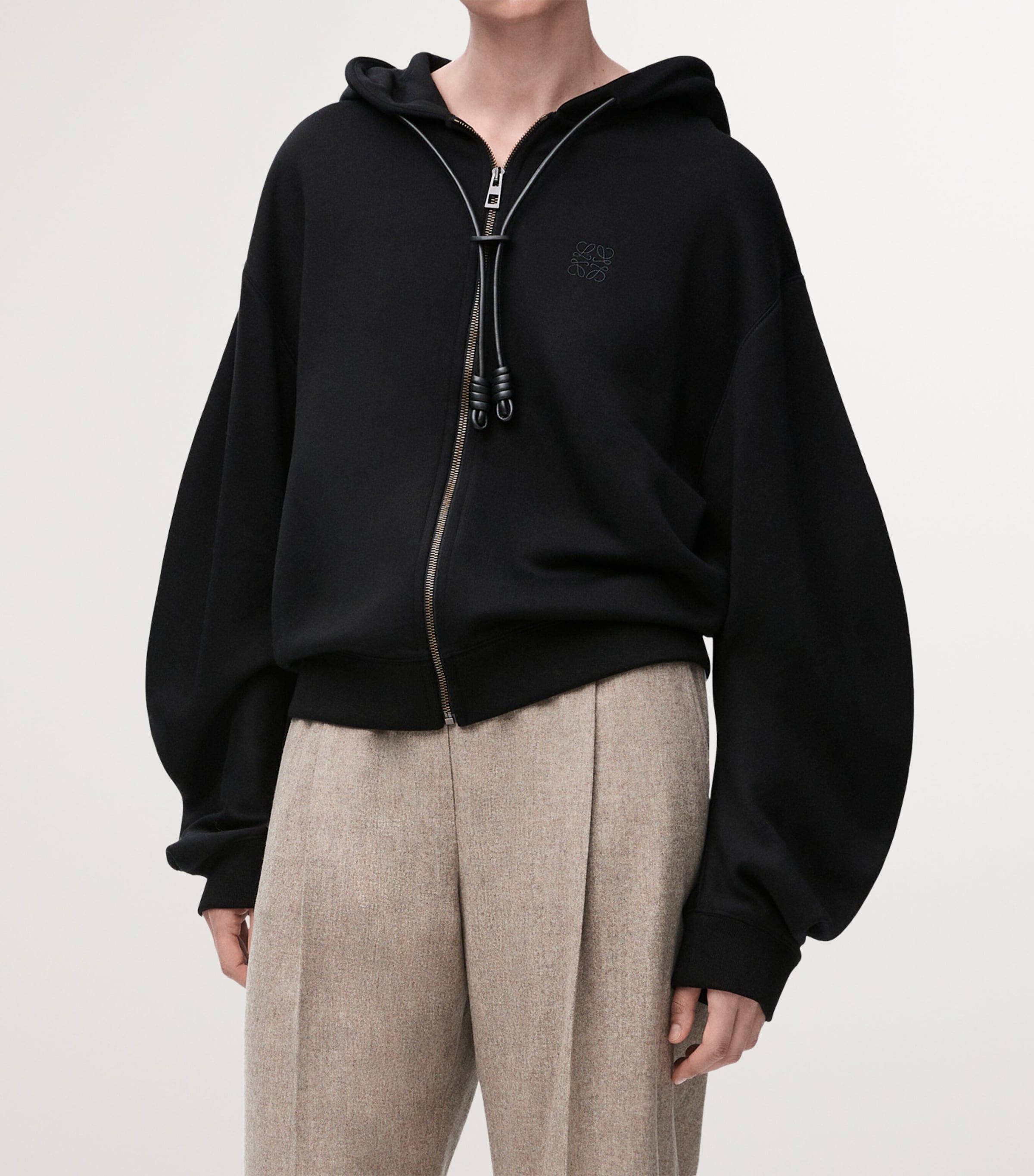 LOEWE Womens Cotton-Blend Flamenco Hoodie Black Image 3