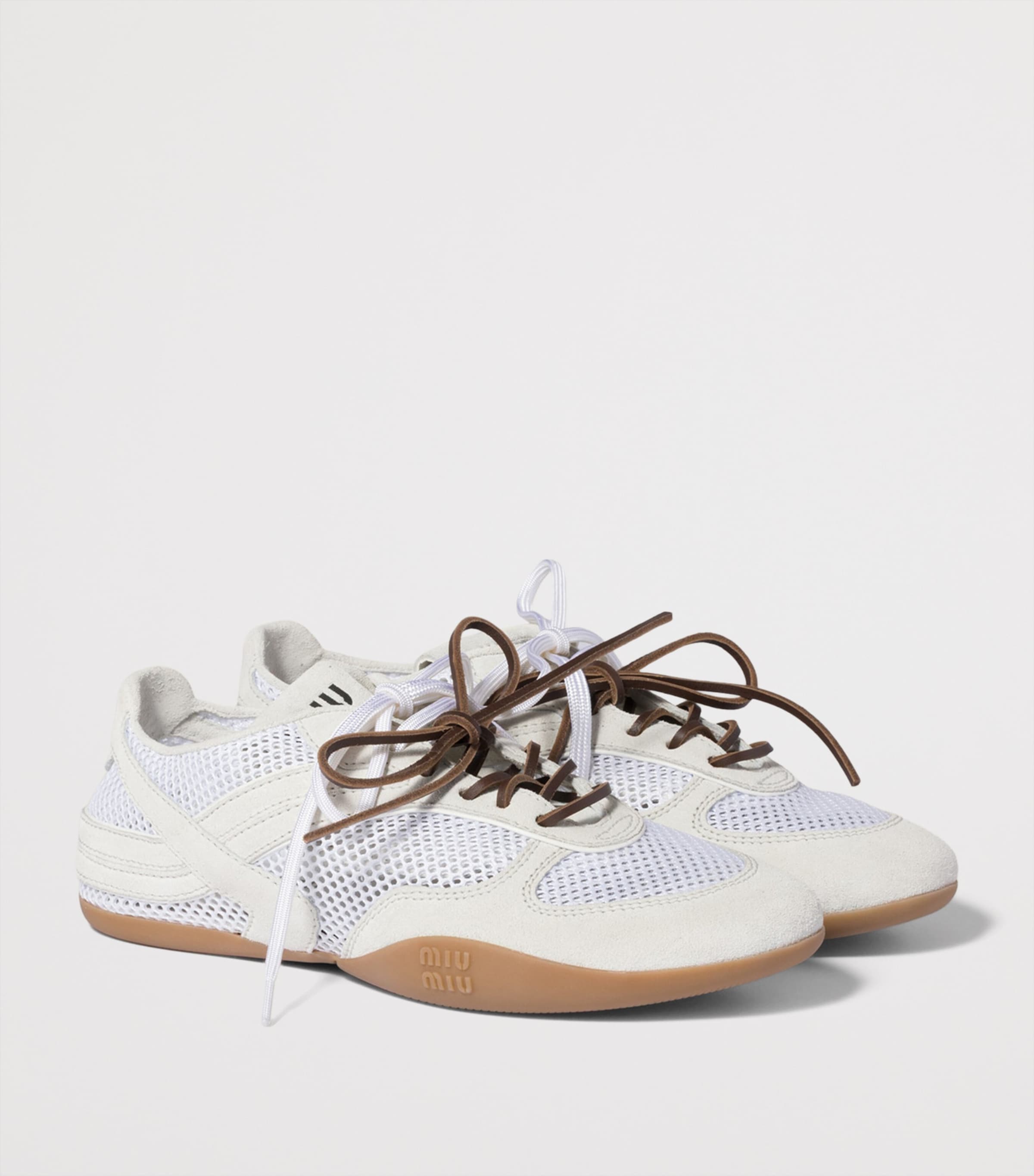 Miu Miu Suede-Mesh Gymnasium Sneakers Image 2