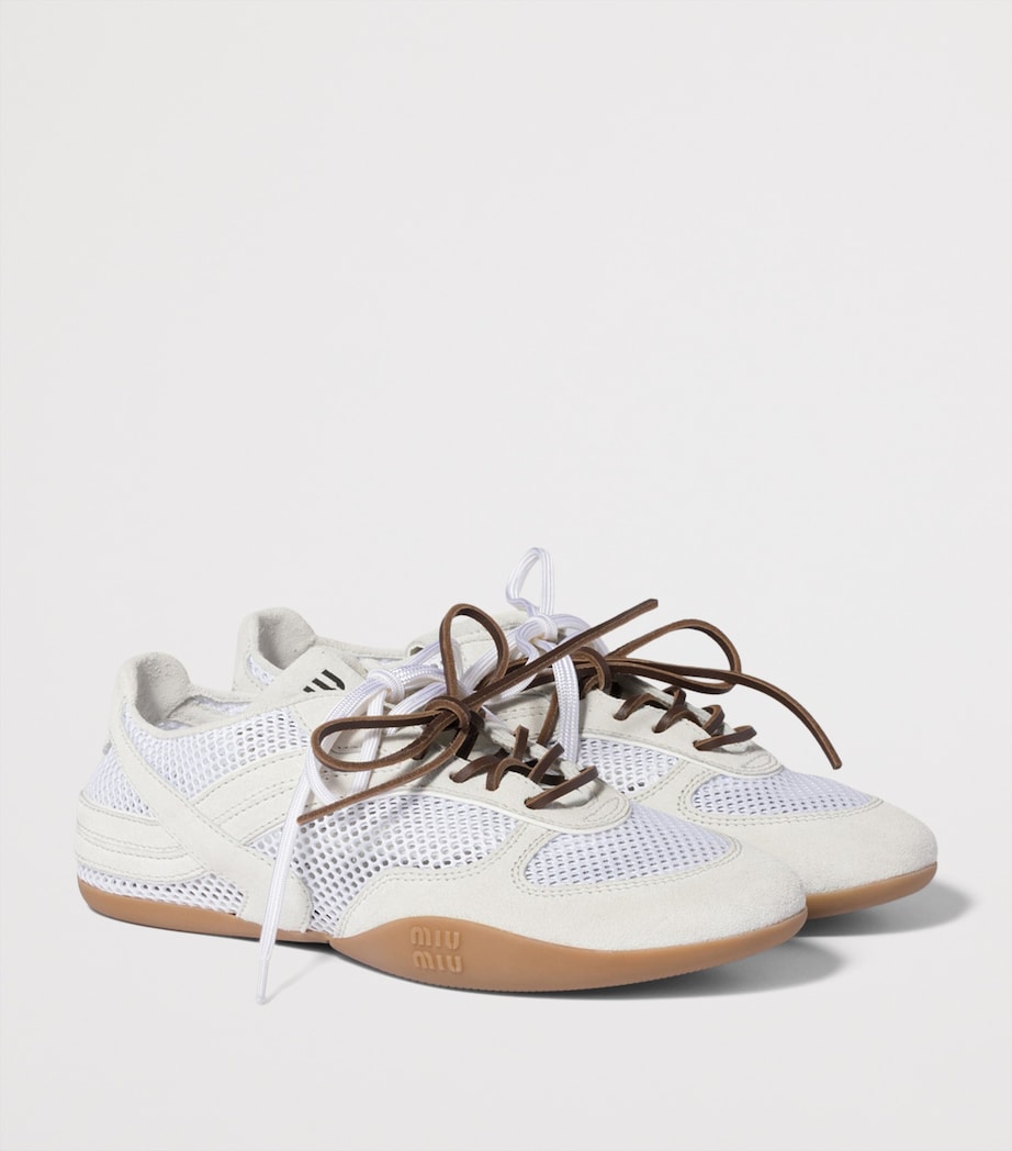 Miu Miu Suede-Mesh Gymnasium Sneakers Image 2