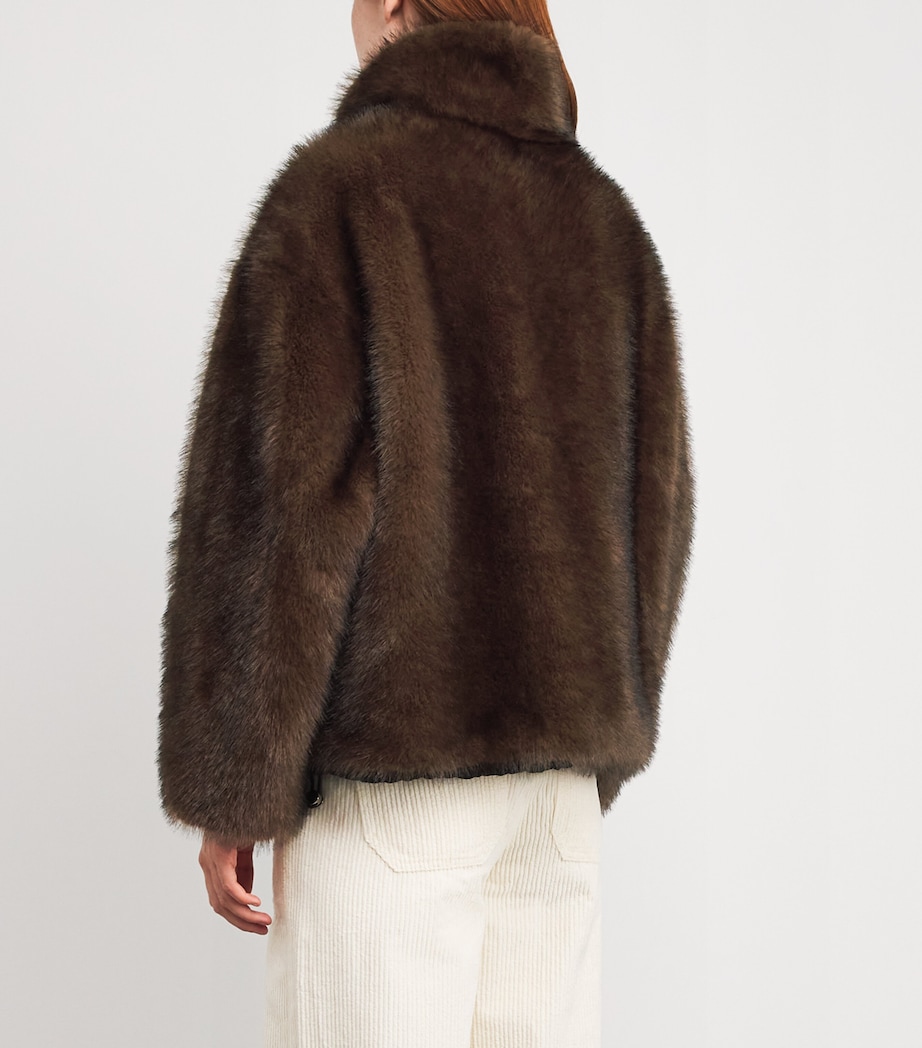 Faux Fur Reversible Coat BROWN Image 4