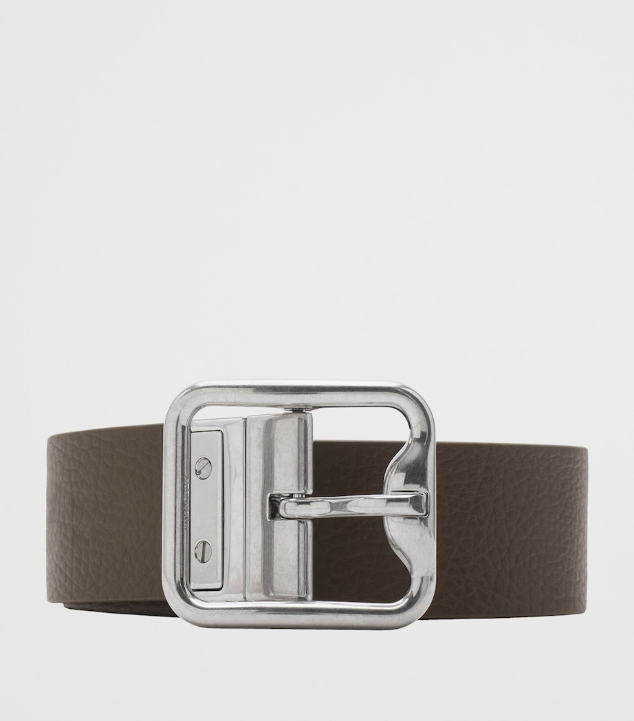 Leather Check Reversible B-Buckle Belt SAND/MILITARY/SILVER Image 4