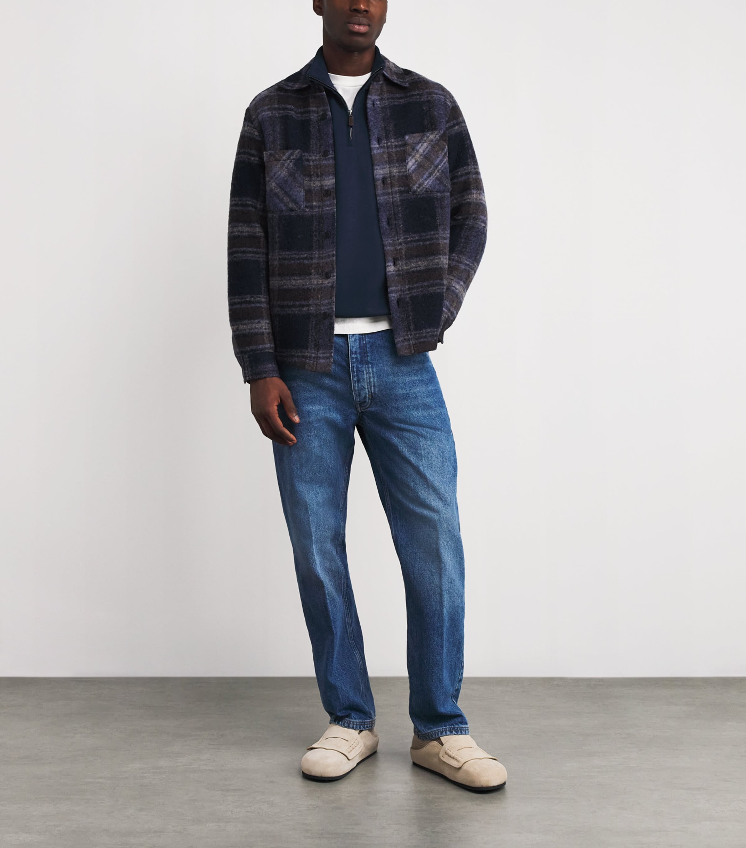 Cotton Logo Quarter-Zip Sweater NAVY Image 2