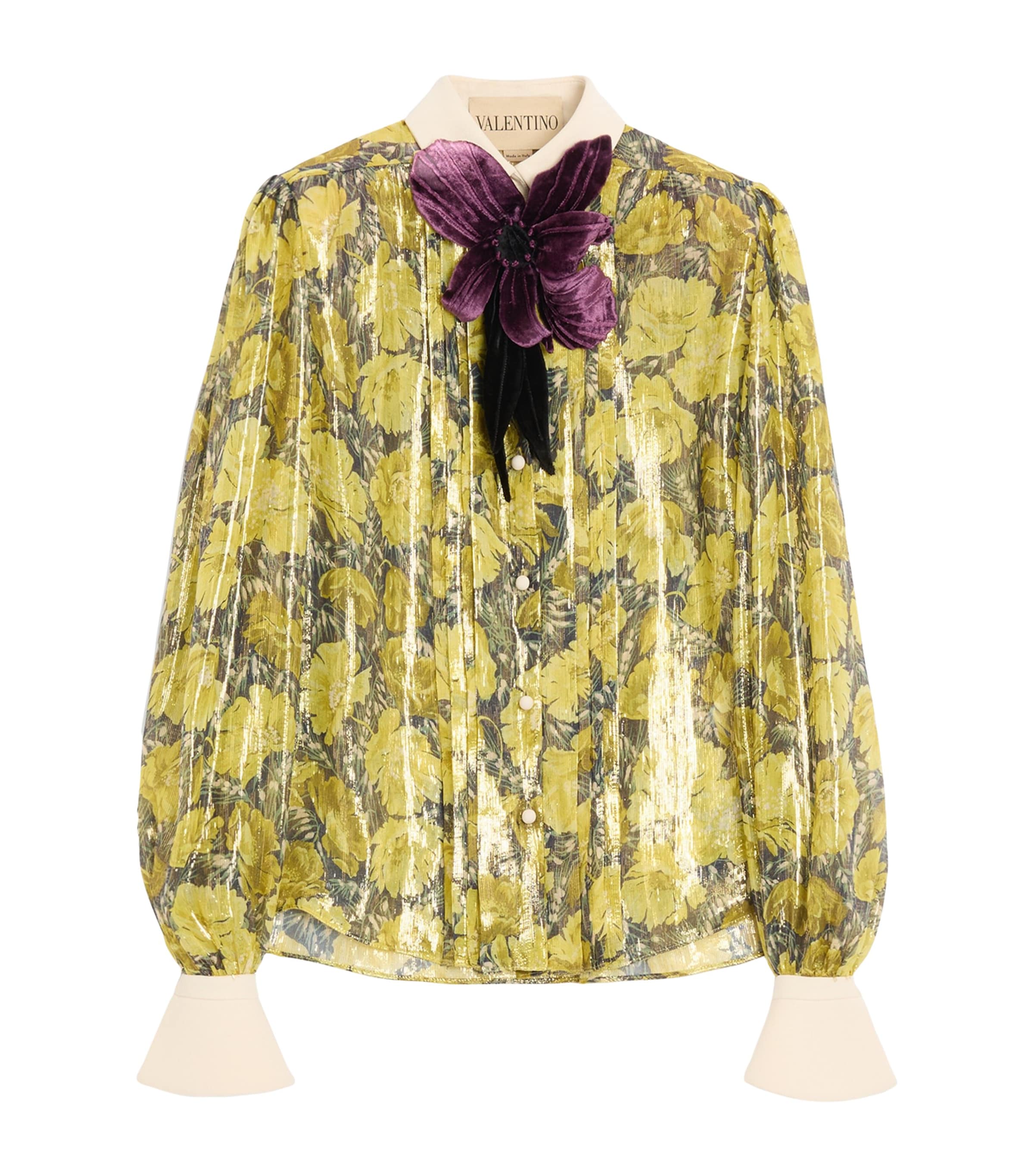 Valentino Womens Embroidered Poppy Print Blouse Image 1