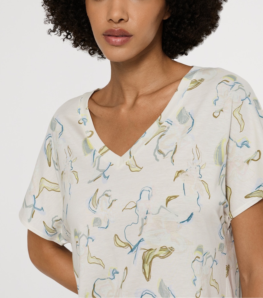 Hanro Womens Cotton-Modal Printed Nightdress Flowing Paint Image 6