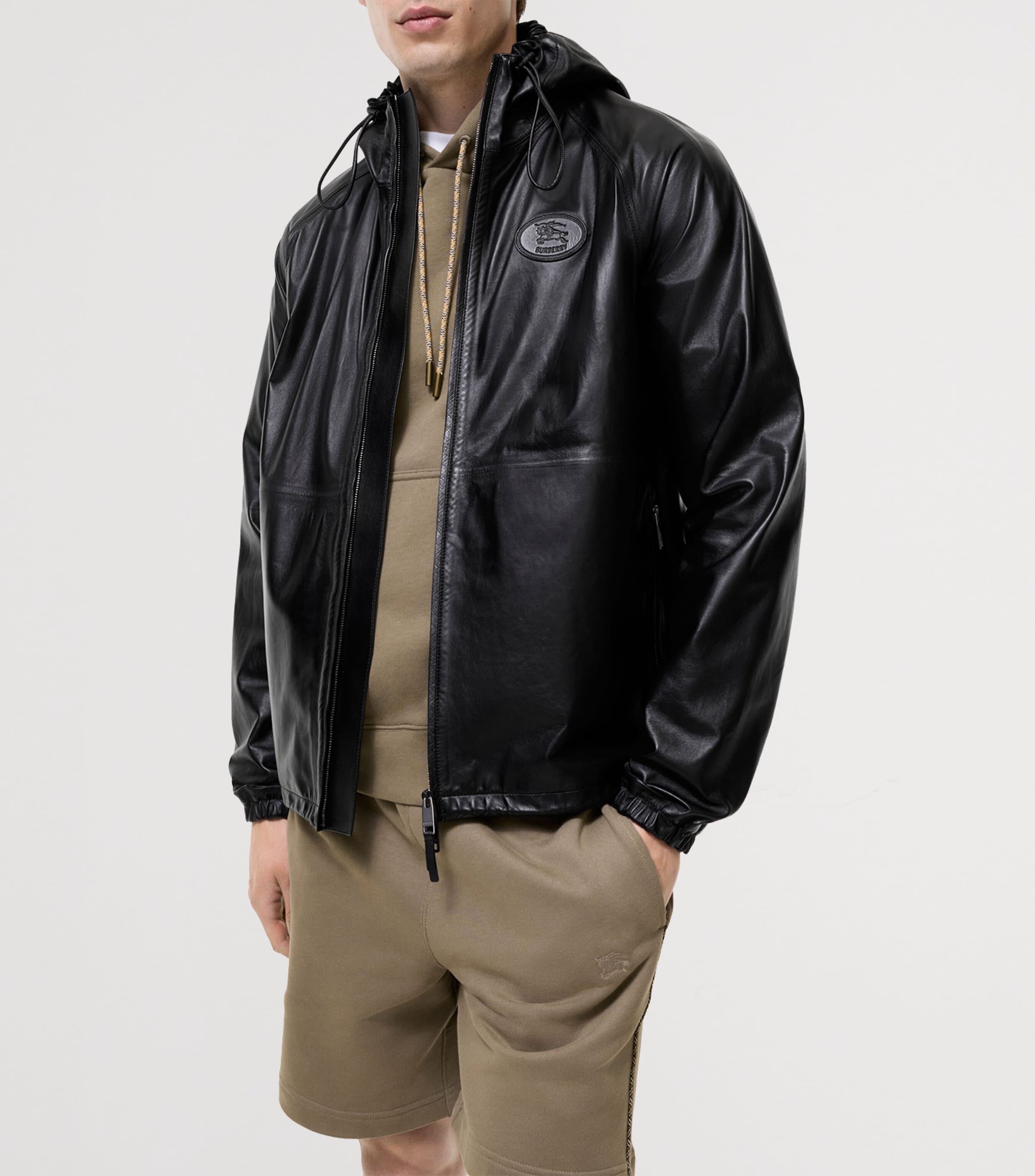 Burberry Mens Clapton Leather Jacket Black Image 2
