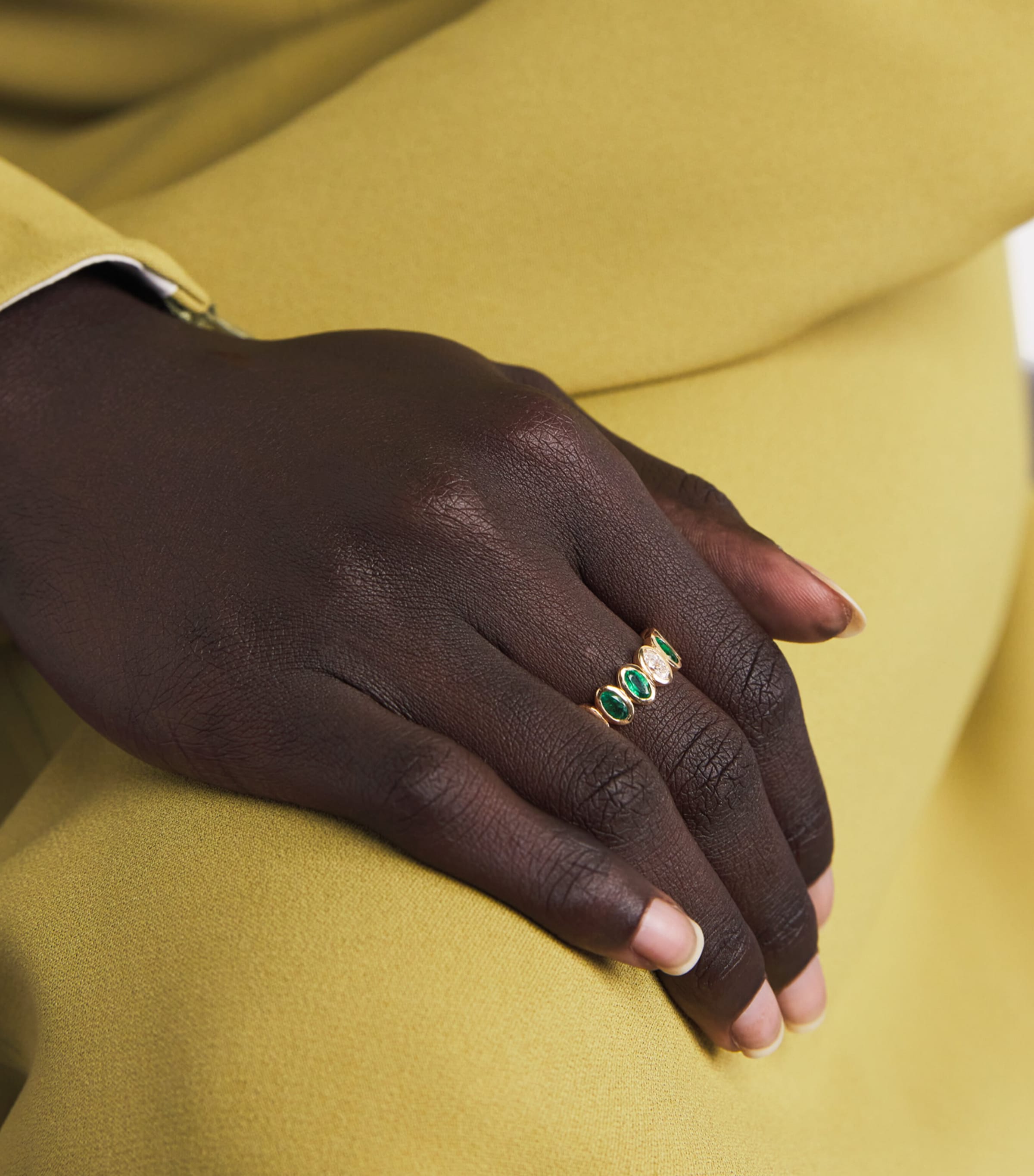 Yellow Gold, Diamond and Emerald Eternity Ring YELLOW GOLD Image 2