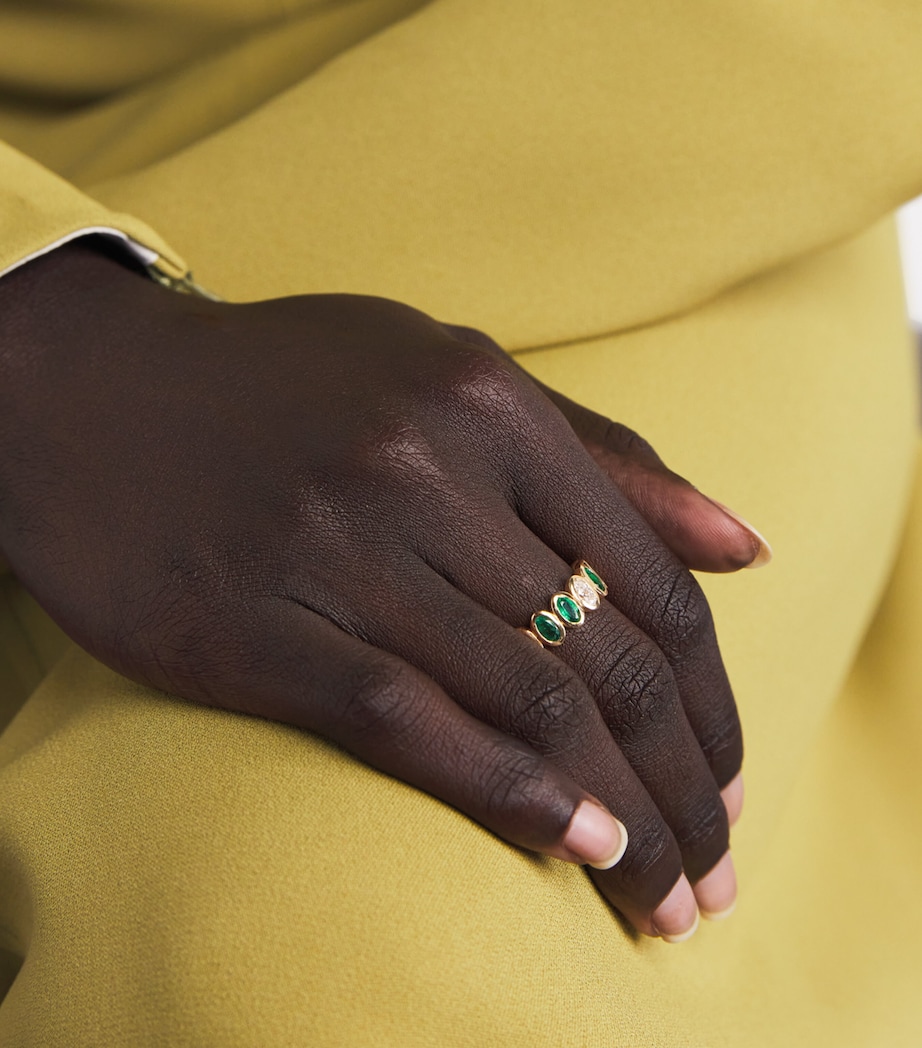 Yellow Gold, Diamond and Emerald Eternity Ring YELLOW GOLD Image 2