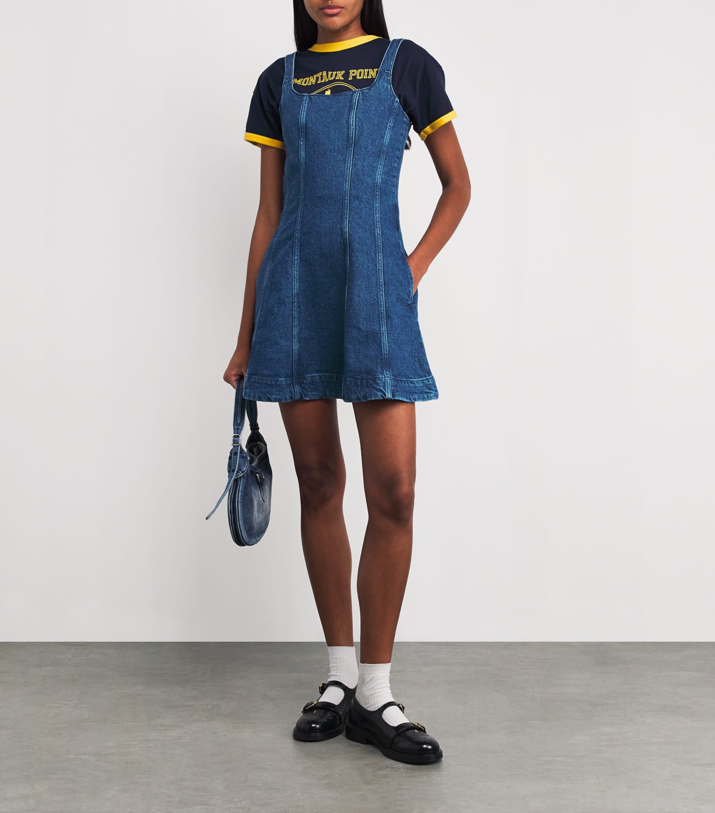 Denim Flared Mini Dress DENIM BLUE Image 2