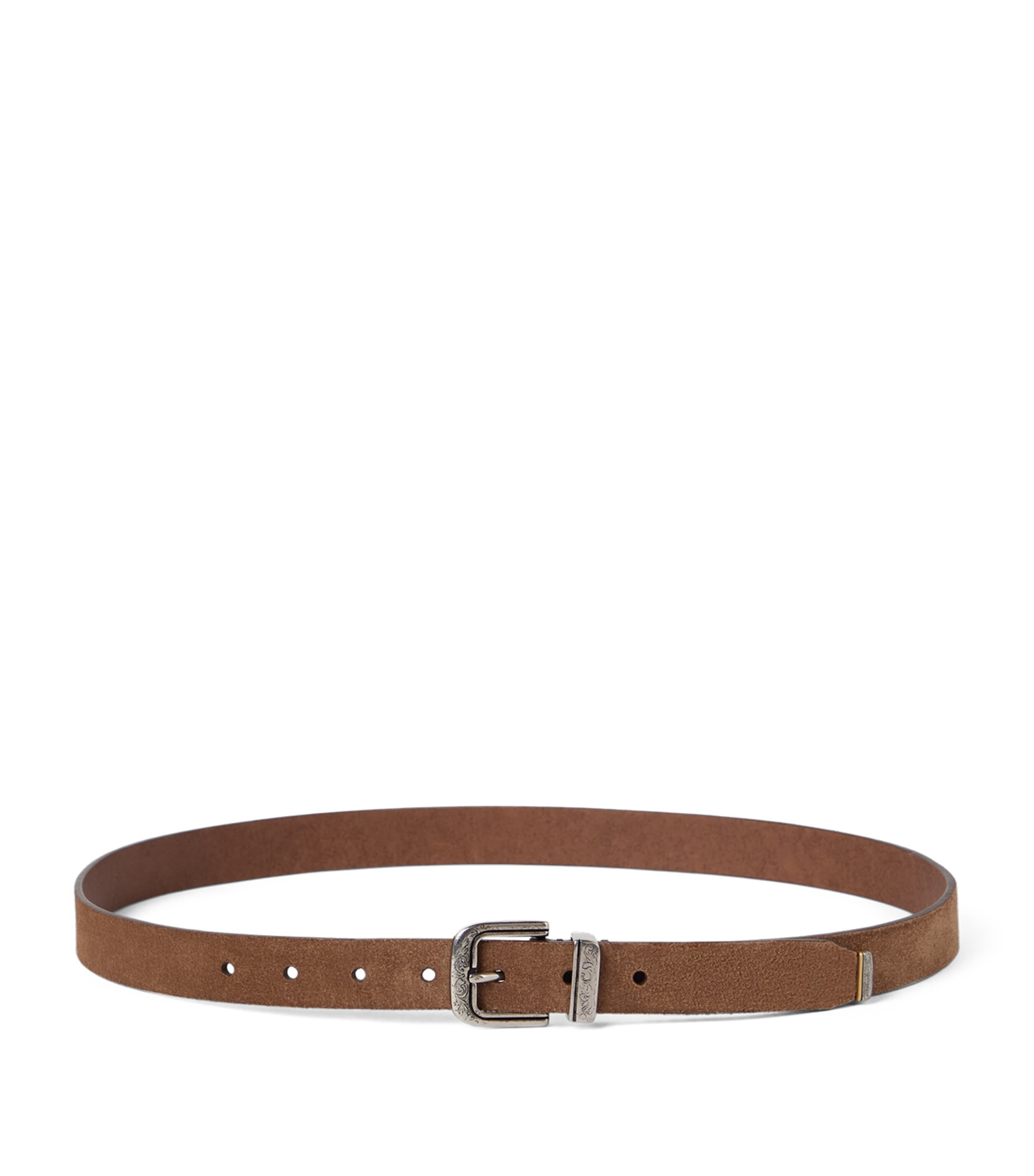 Brunello Cucinelli Reversed Calfskin Belt In Brown