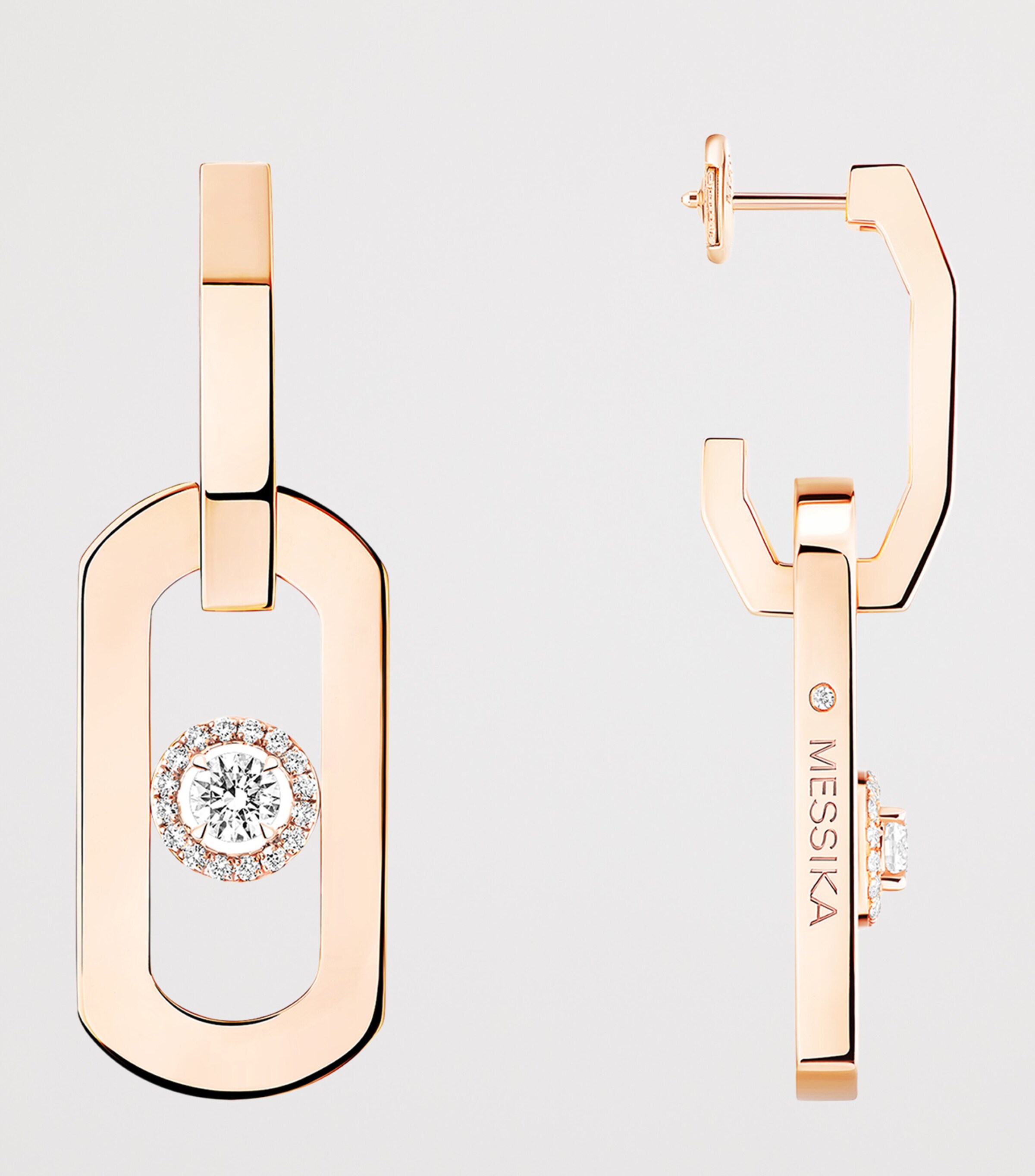 Messika So Move Rose Gold and Diamond XL Drop Earrings (0.37ct) Pink Gold Image 3