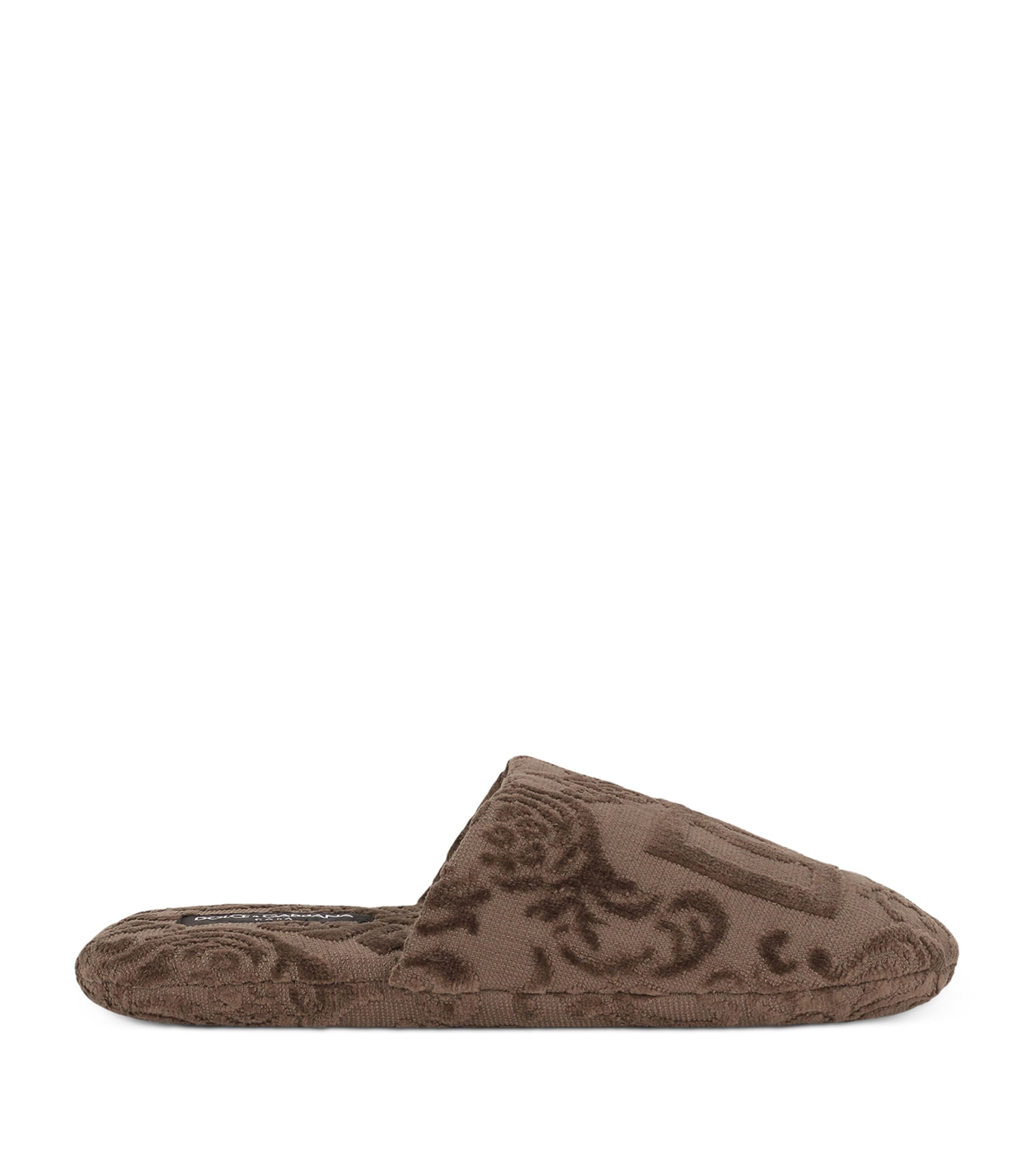 Dolce&Gabbana Casa Terry Cotton DG Slippers Marrone Image 1