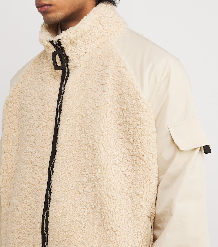 JW Anderson Mens Bouclé Panelled Bomber Jacket Beige Image 6