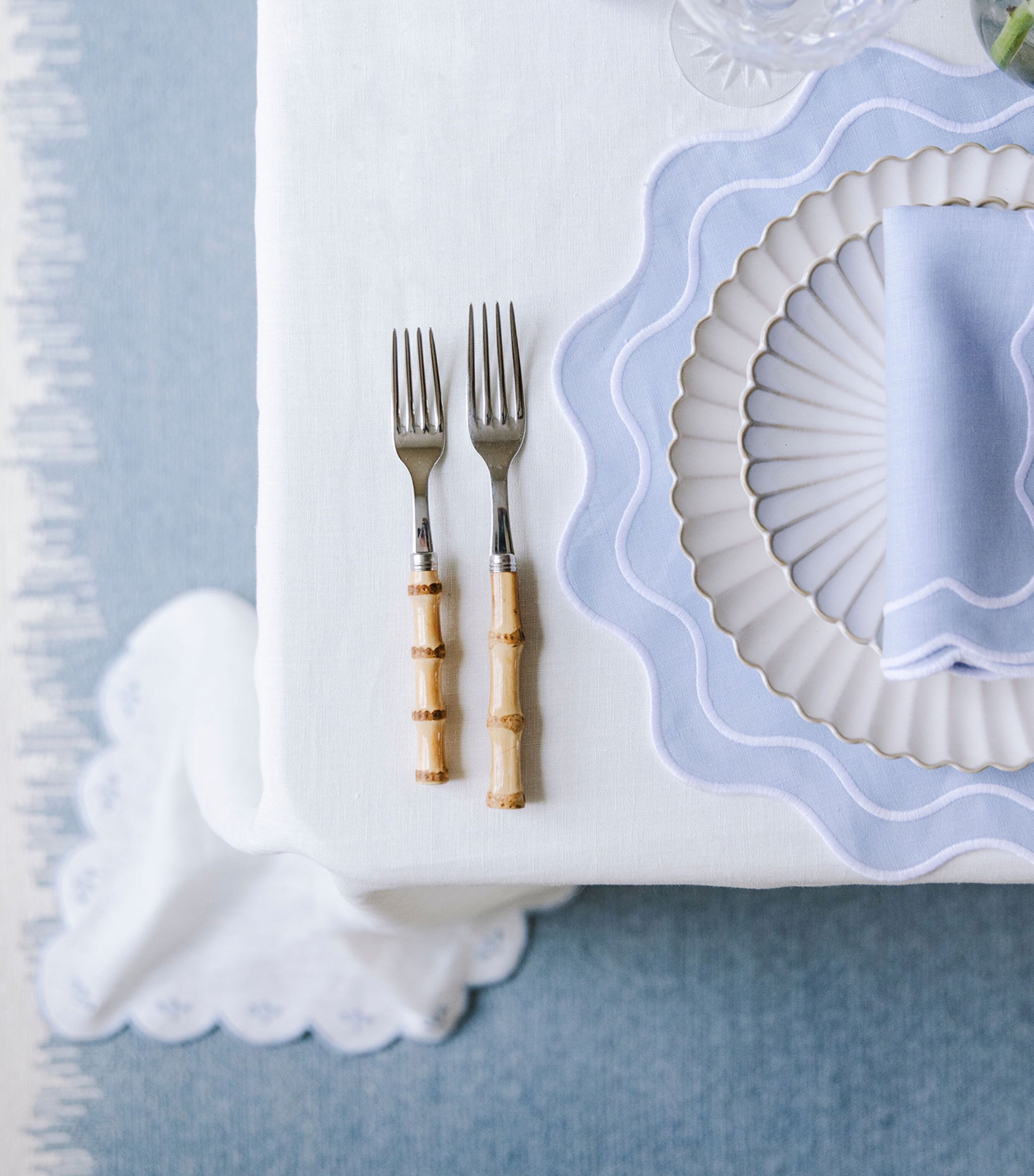 Set of 4 Bella Blue Napkins (50cm x 50cm) PALE BLUE Image 2