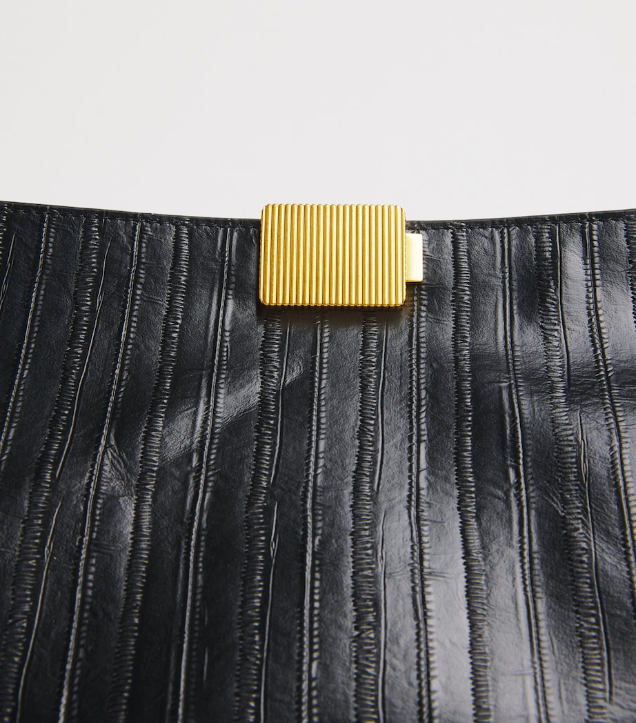 CAMILLA AND MARC Embossed Leather Poppy Clutch Bag Dblk Black Image 6