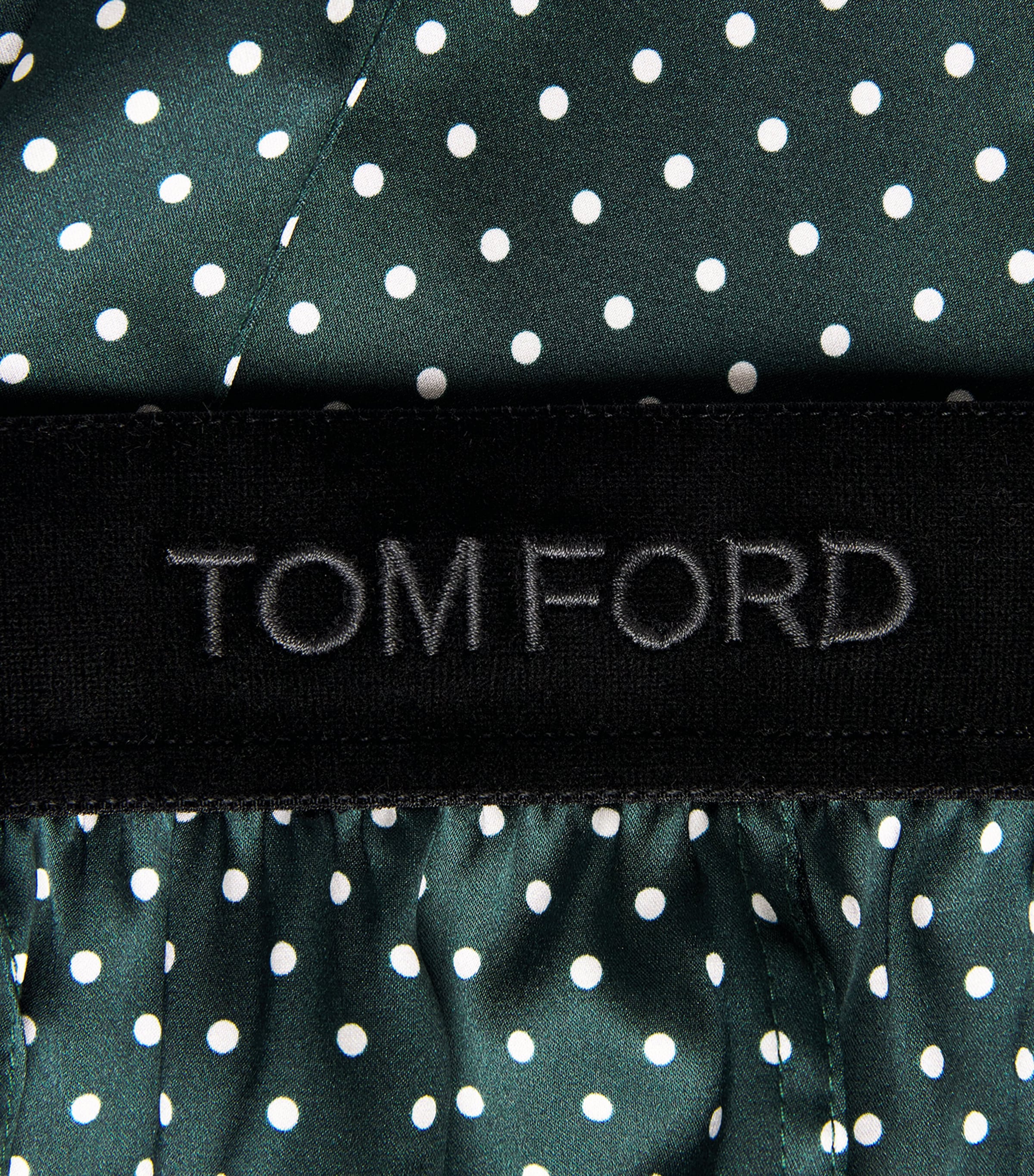 TOM FORD Mens Stretch-Silk Polka Dot Pyjama Bottoms Emerald/white Image 7