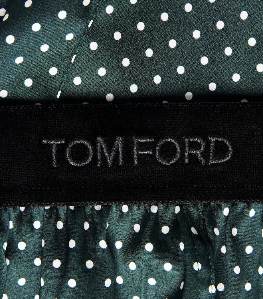 TOM FORD Mens Stretch-Silk Polka Dot Pyjama Bottoms Emerald/white Image 7