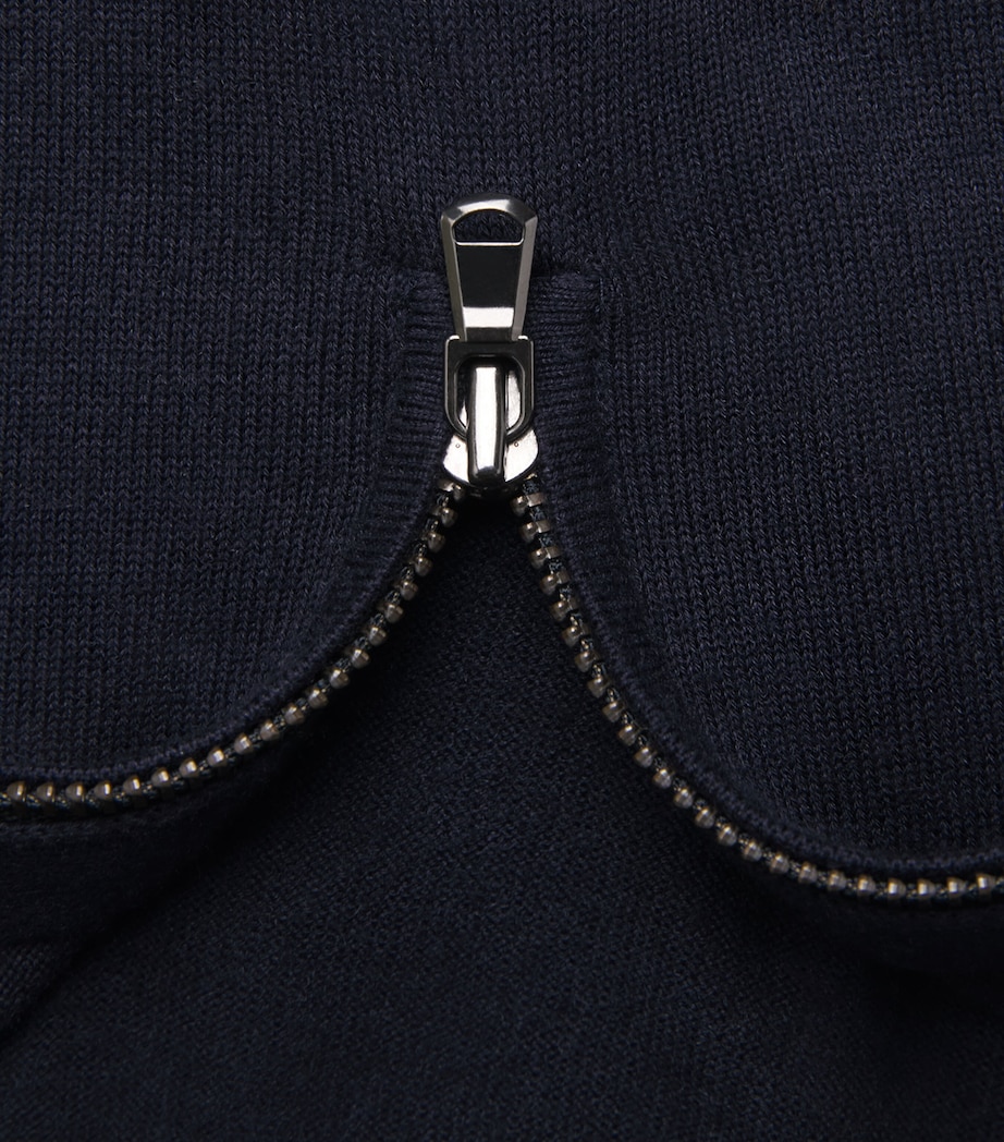 Sunspel Mens Sea Island Cashmere Half-Zip Sweater Midnight Navy Image 6