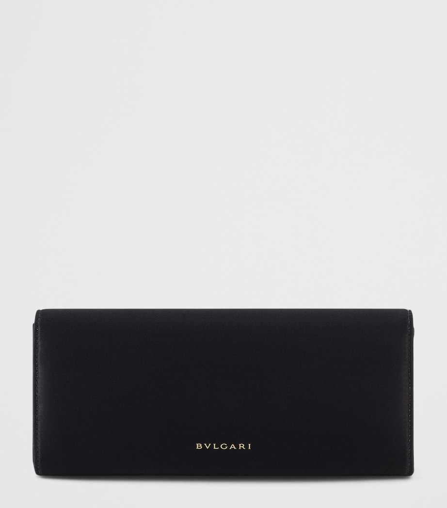 Bvlgari Satin Embellished Tubogas Evening Clutch Bag Black Image 4