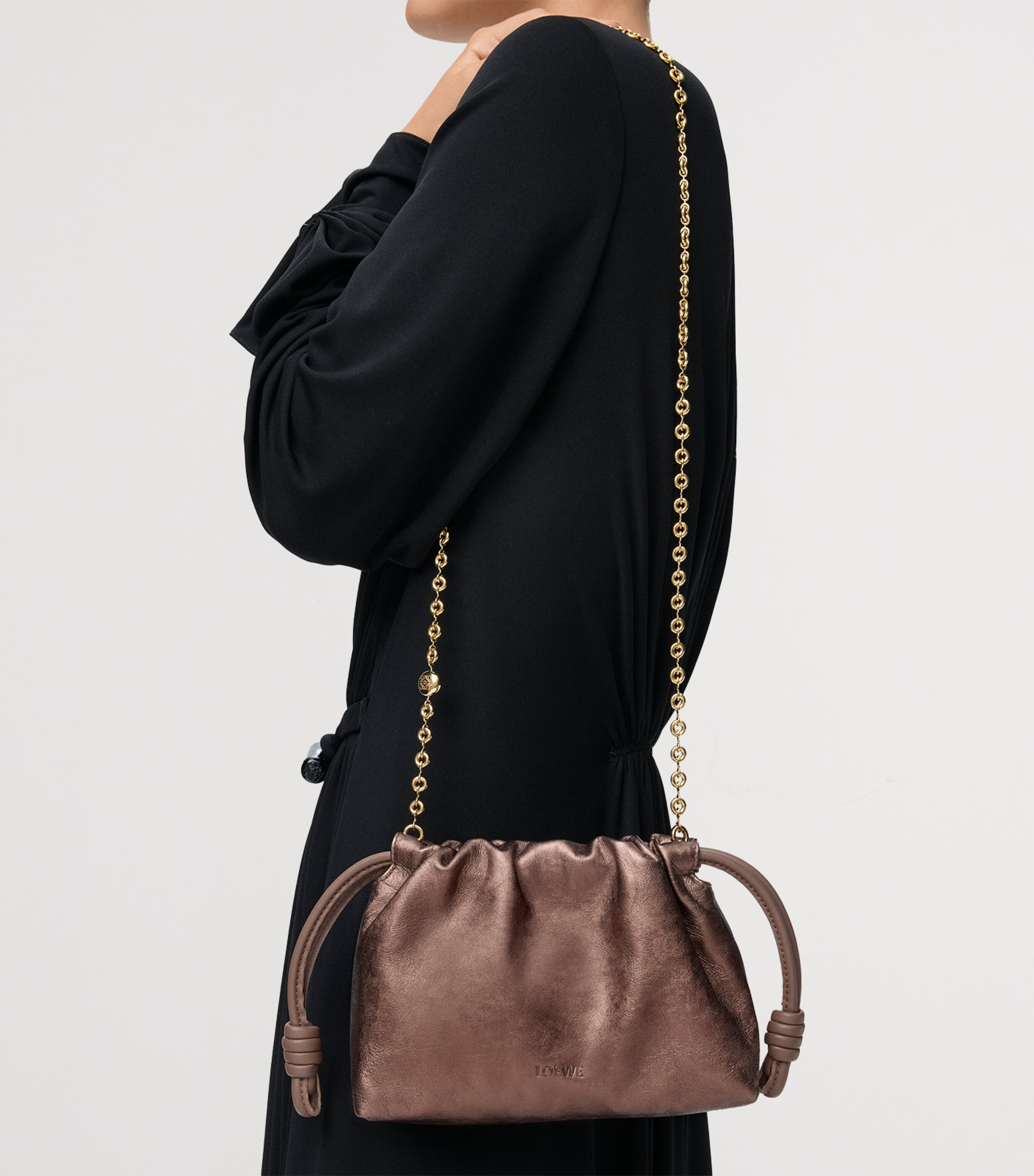 Mini Moiré Print Flamenco Purse BRONZE Image 9