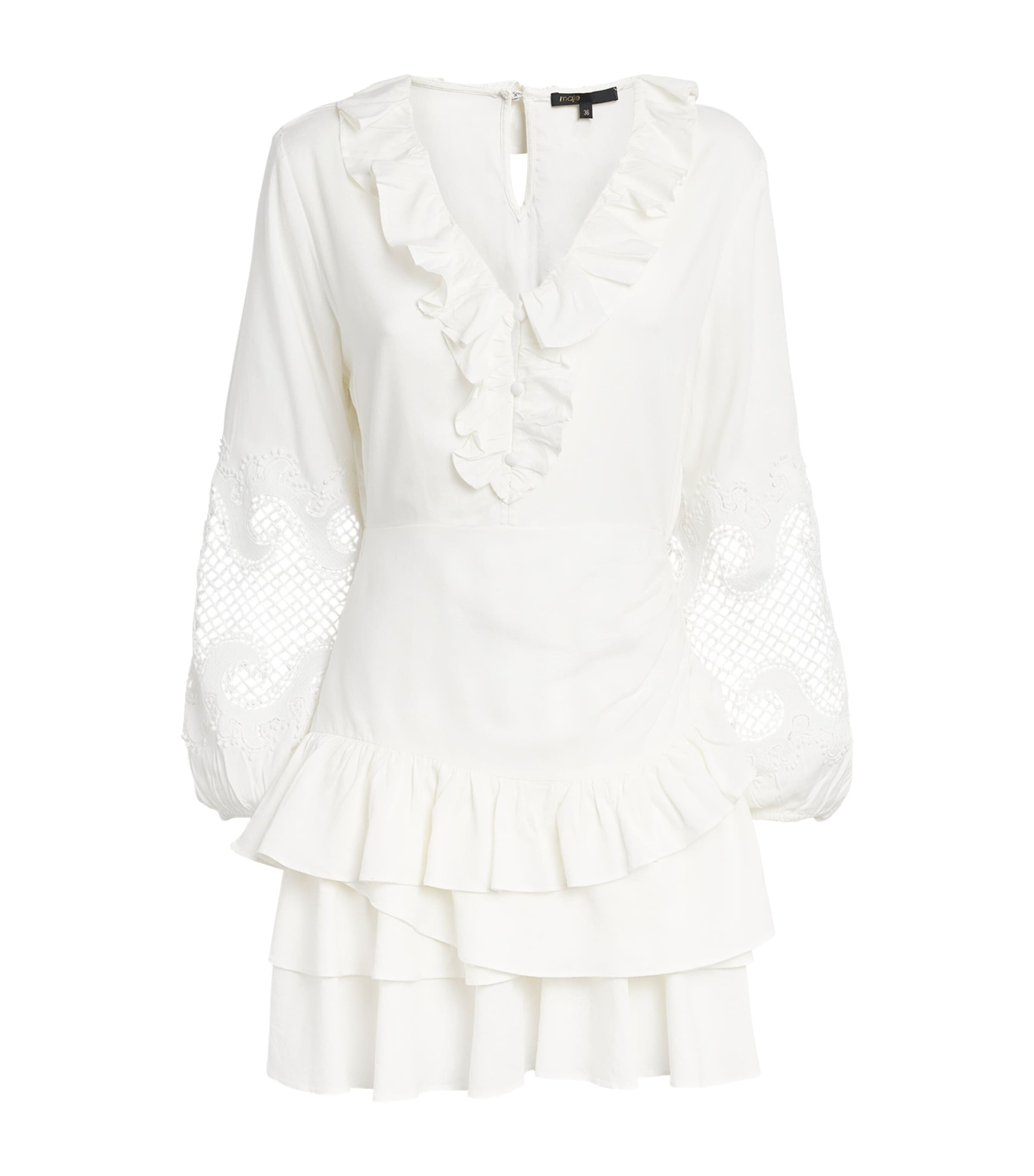 Maje Lace-insert Mini Dress In White