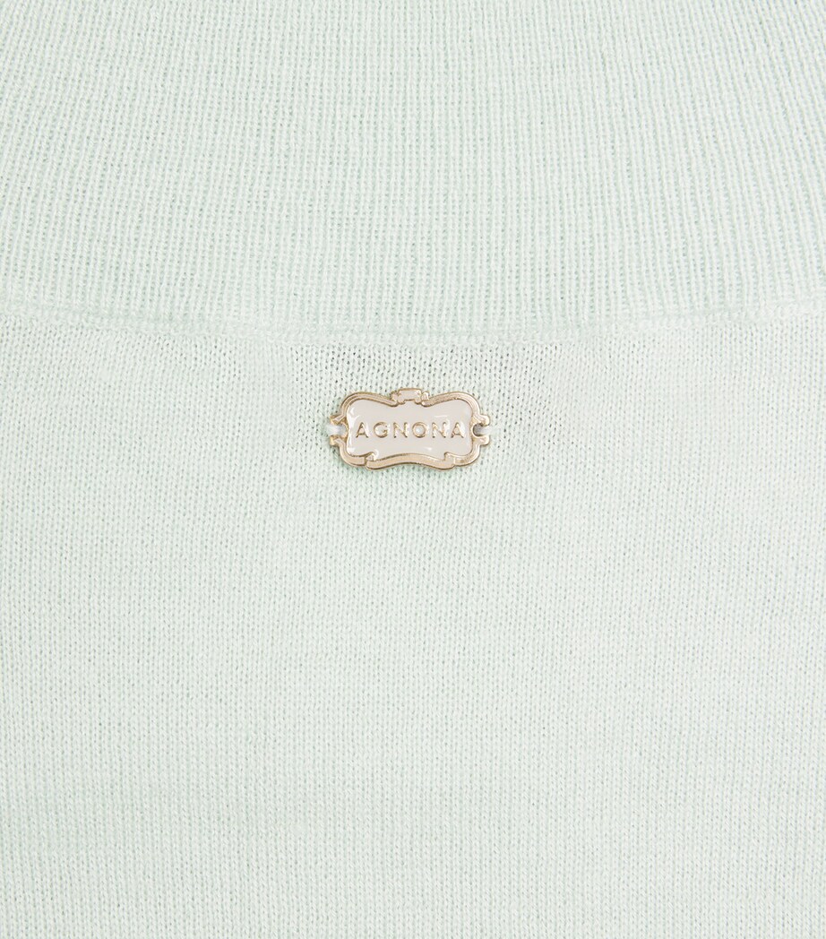 Agnona Womens Cashmere Short-Sleeve Sweater Light Green Image 5