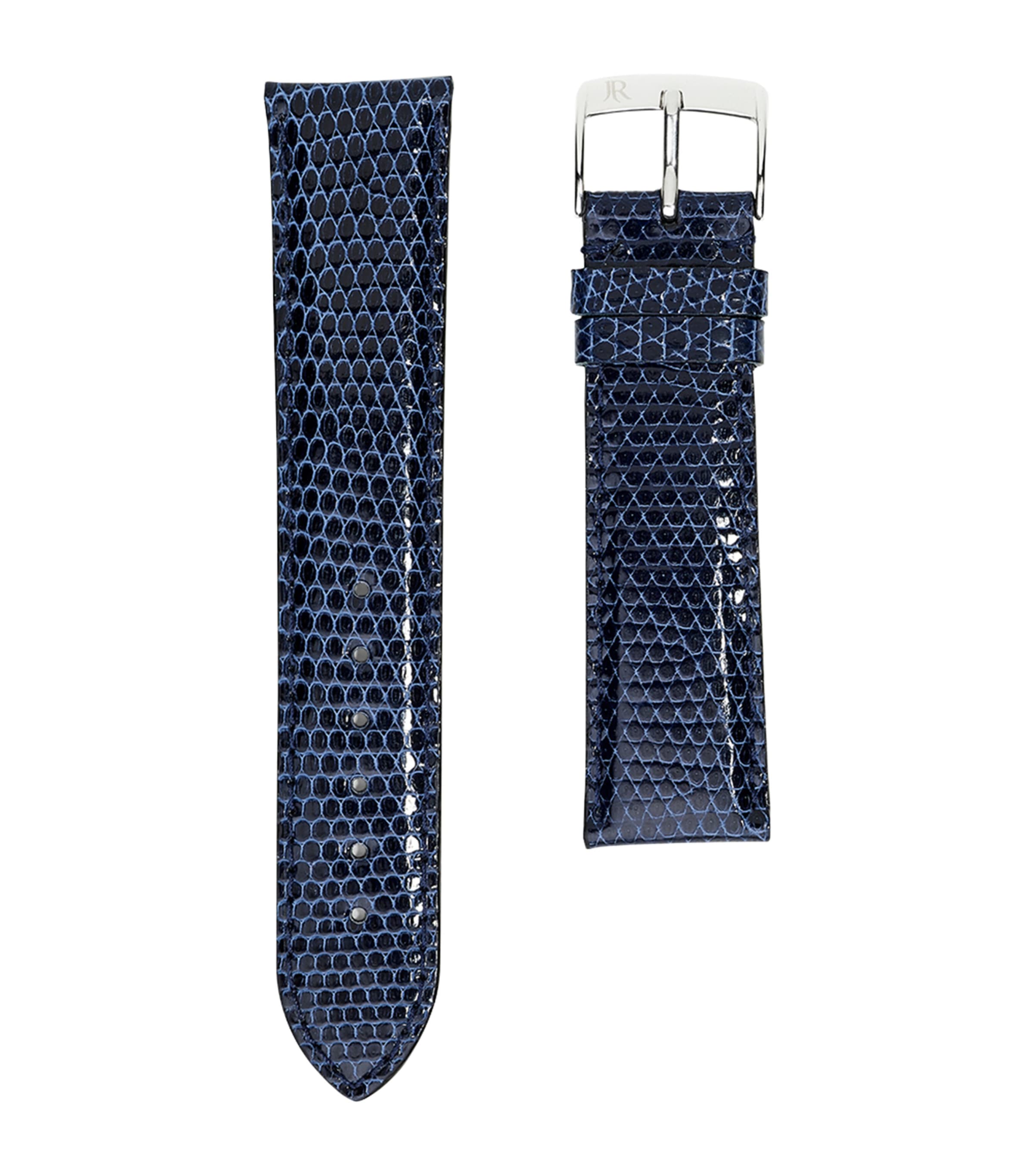 Jean Rousseau Classic 3.5 Leather Lizard-pattern Watch Strap In Blue