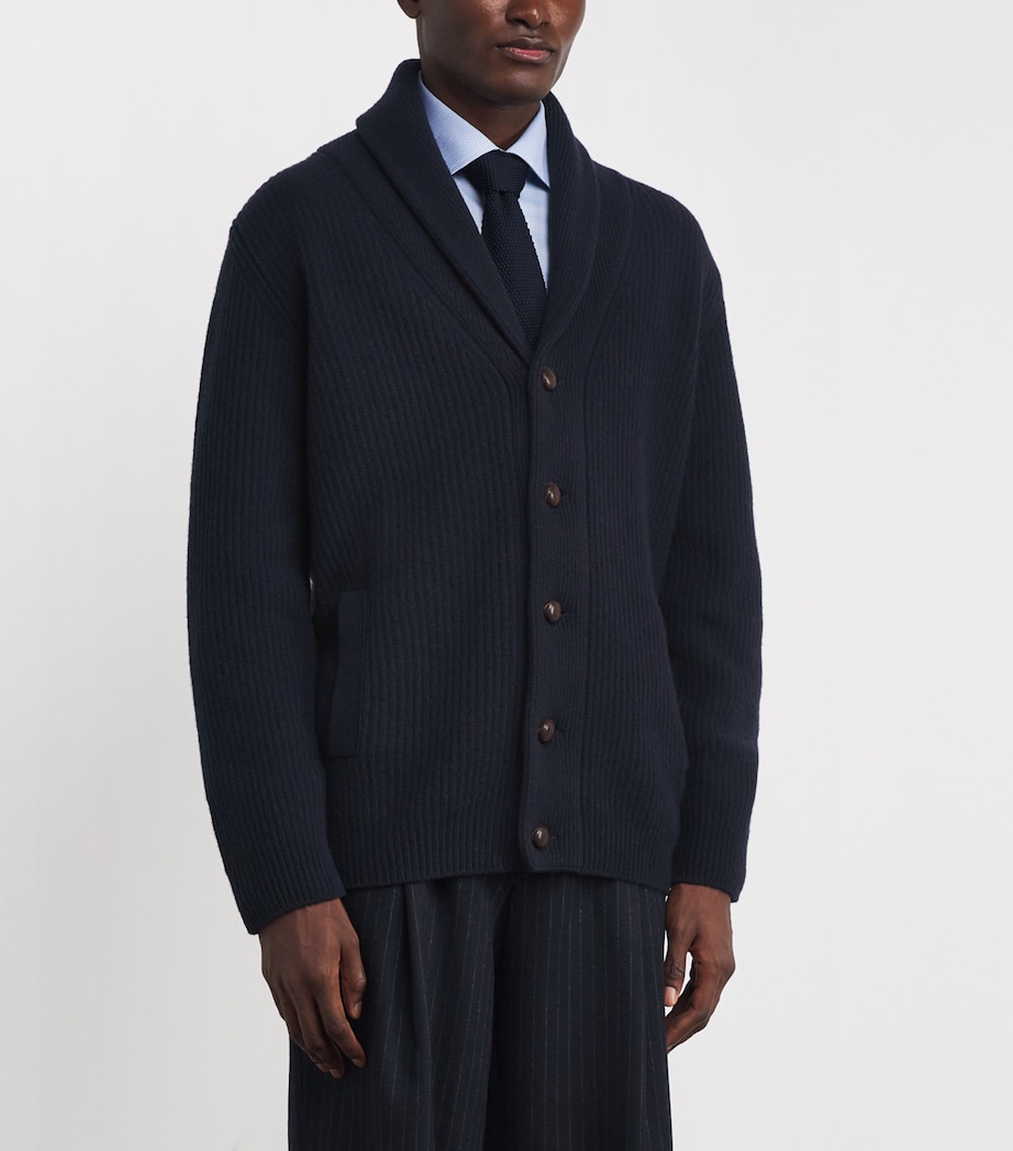 Wool Shawl-Collar Cardigan NAVY BLUE Image 3