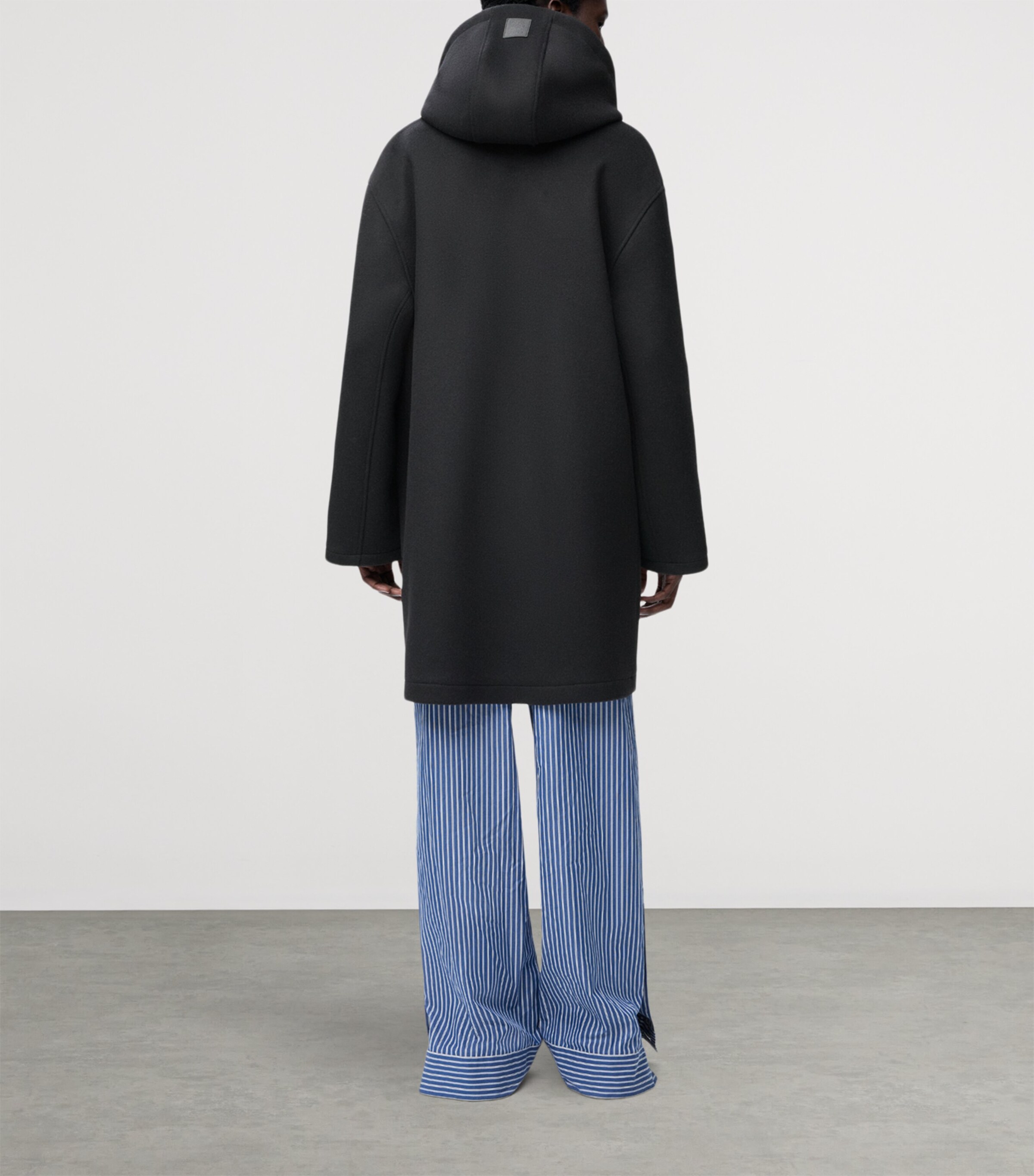 Wool Hooded Coat BLACK Image 4