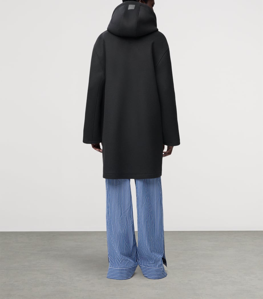 Wool Hooded Coat BLACK Image 4