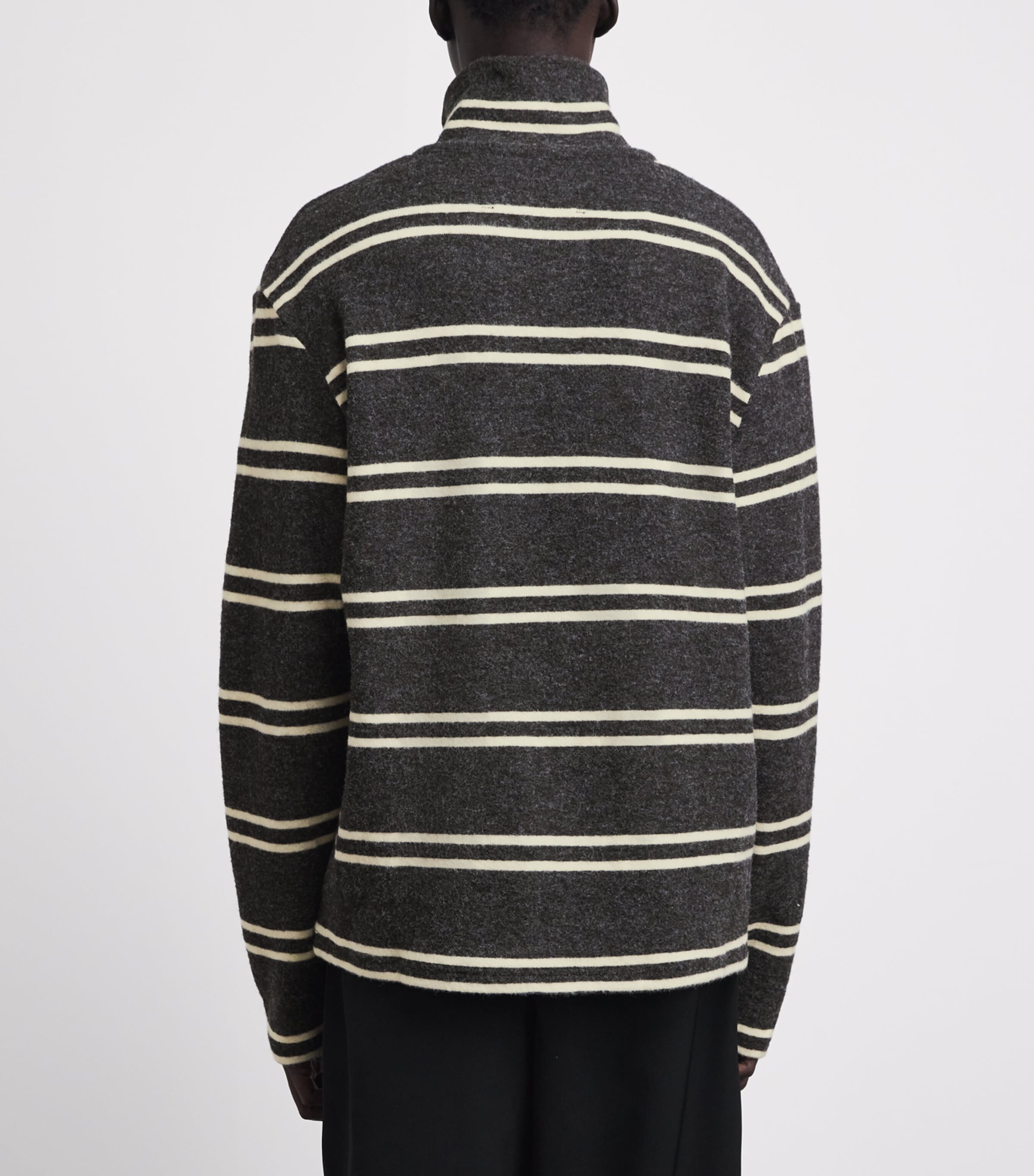 Song For The Mute Mens Funnel-Neck Zip-Up Cardigan Charcoal Image 5