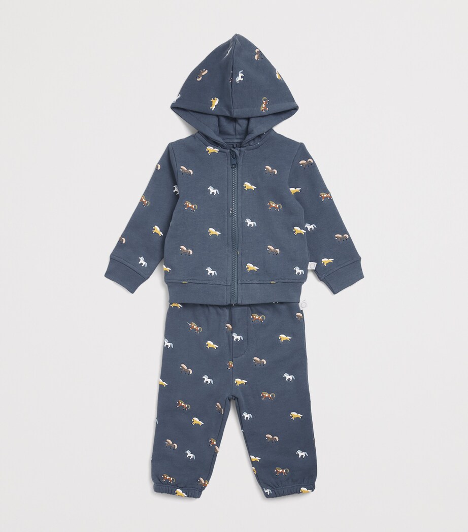 Stella McCartney Kids Cotton Horse Sweatpants (3-36 Months) Avio/embroidery Image 2