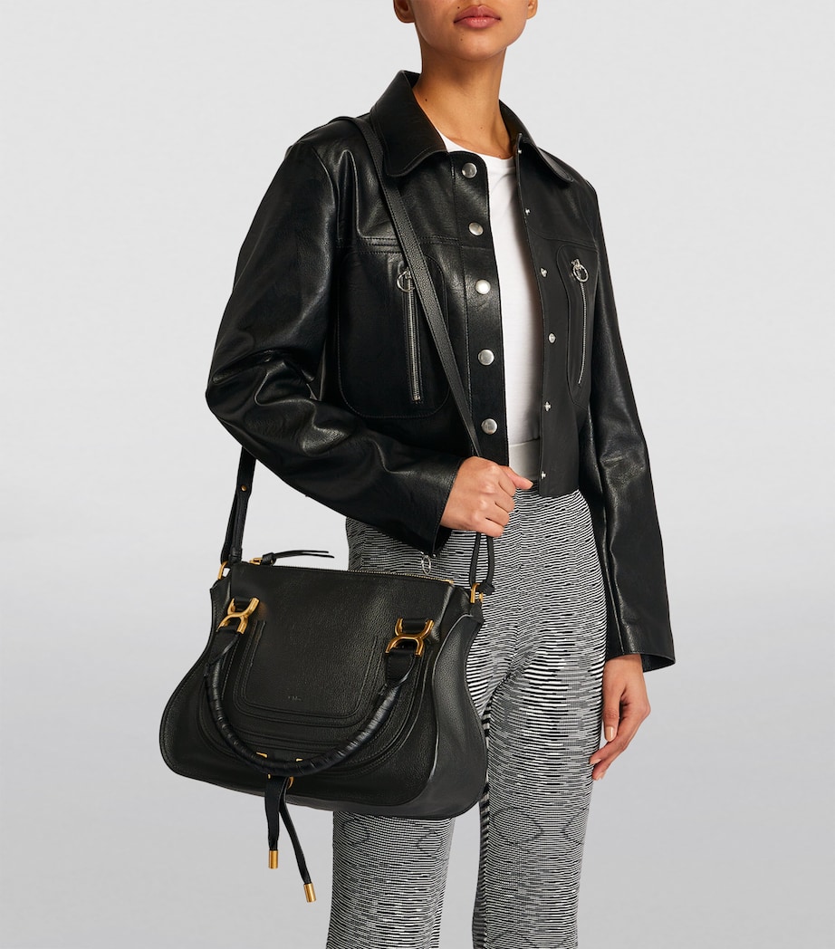 Leather Marcie Top-Handle Bag CARRY BLACK Image 5