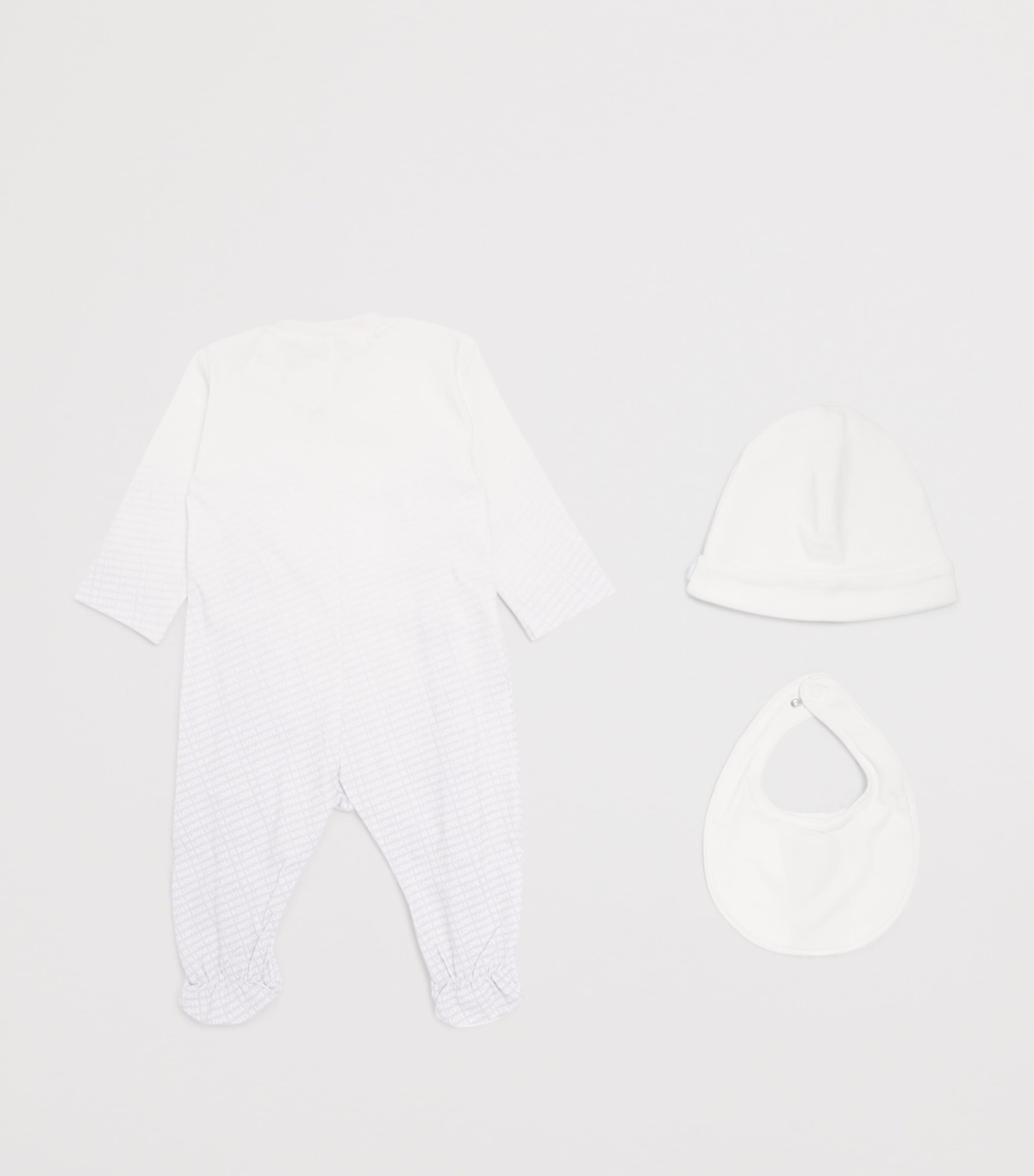 BOSS Kidswear Cotton Pyjama Set, Hat and Bib Set (1-18 Months) Pale Blue Image 2