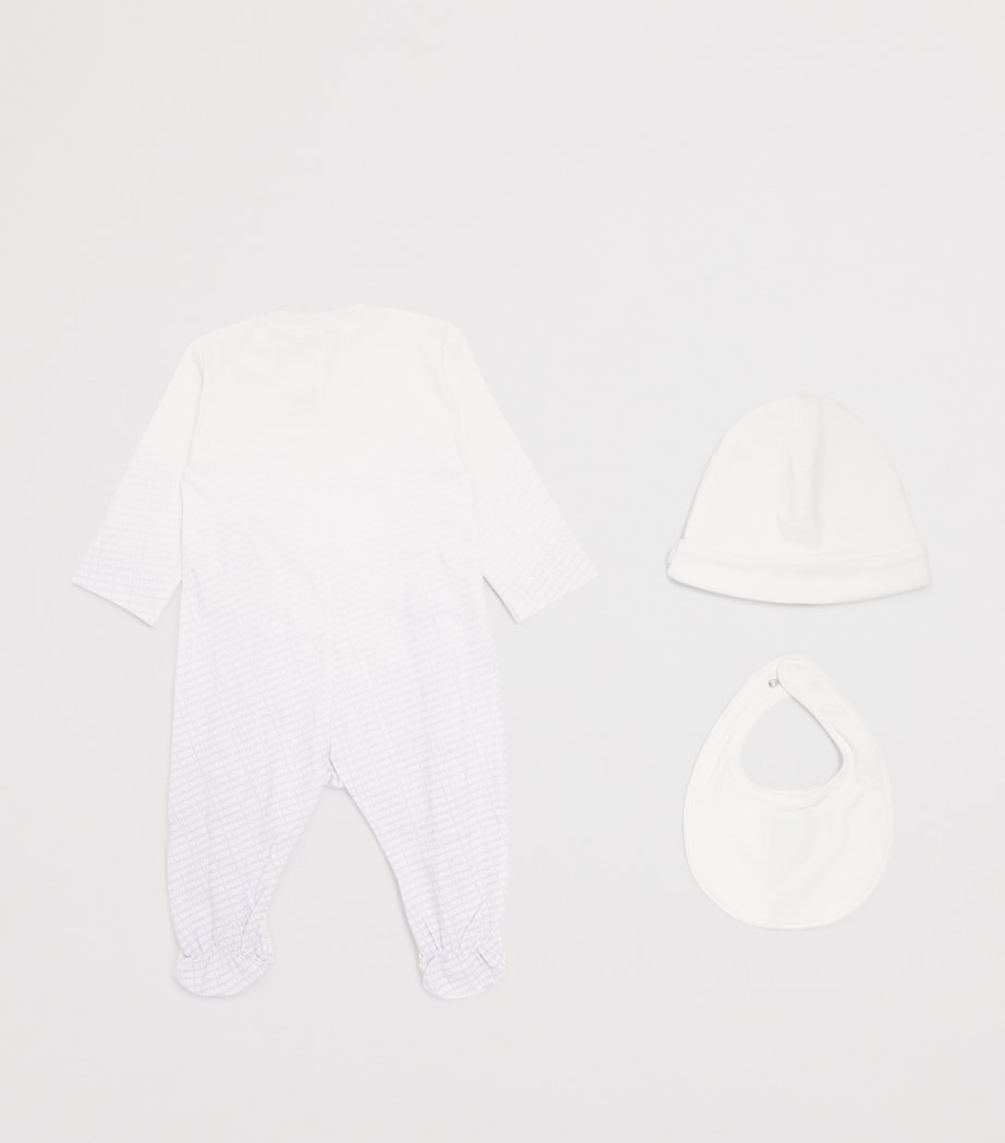 BOSS Kidswear Cotton Pyjama Set, Hat and Bib Set (1-18 Months) Pale Blue Image 2
