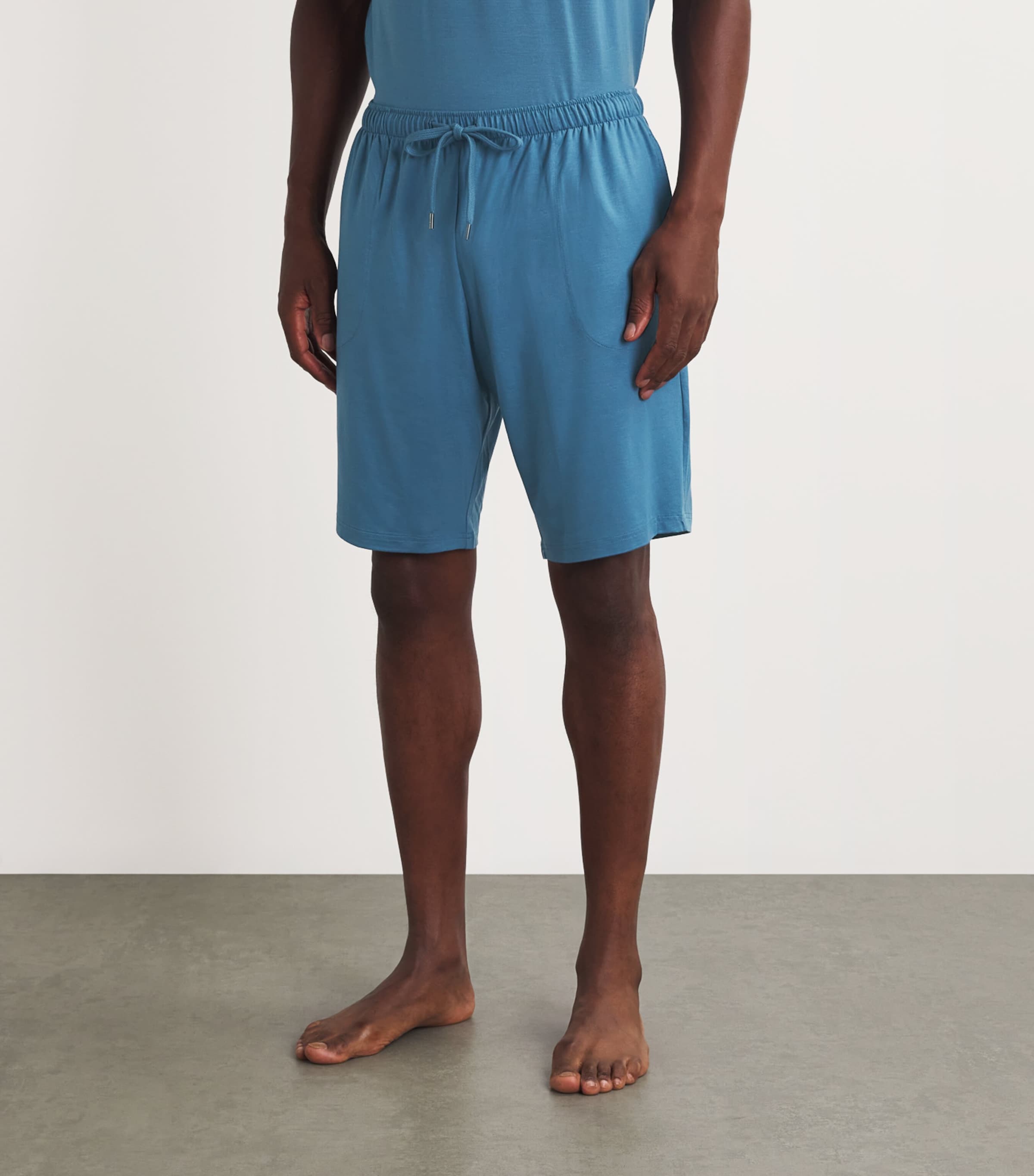 Derek Rose Mens Basel Lounge Shorts Blue Image 3