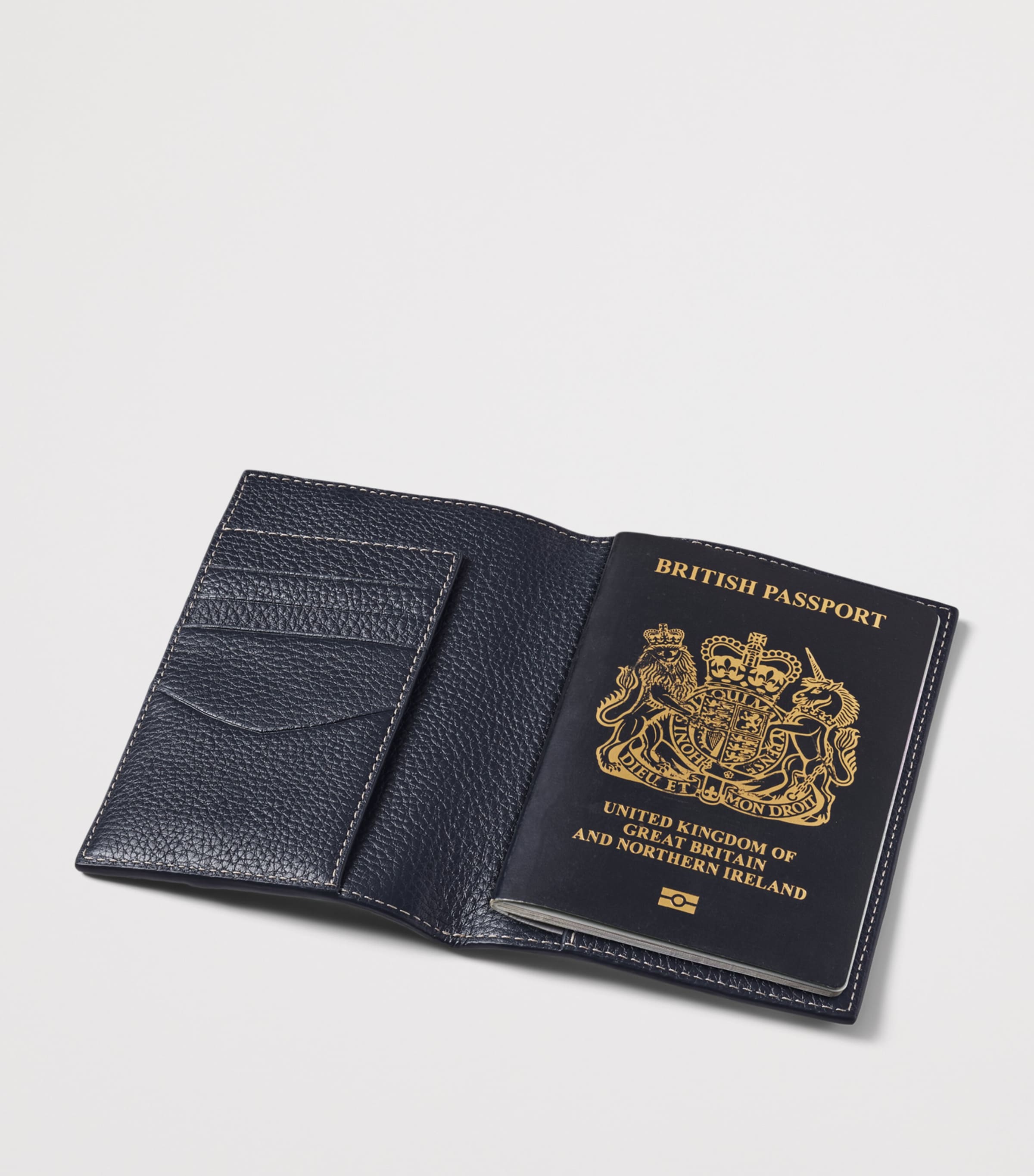 Aspinal Of London Leather Hudson Passport Cover Navy Image 3