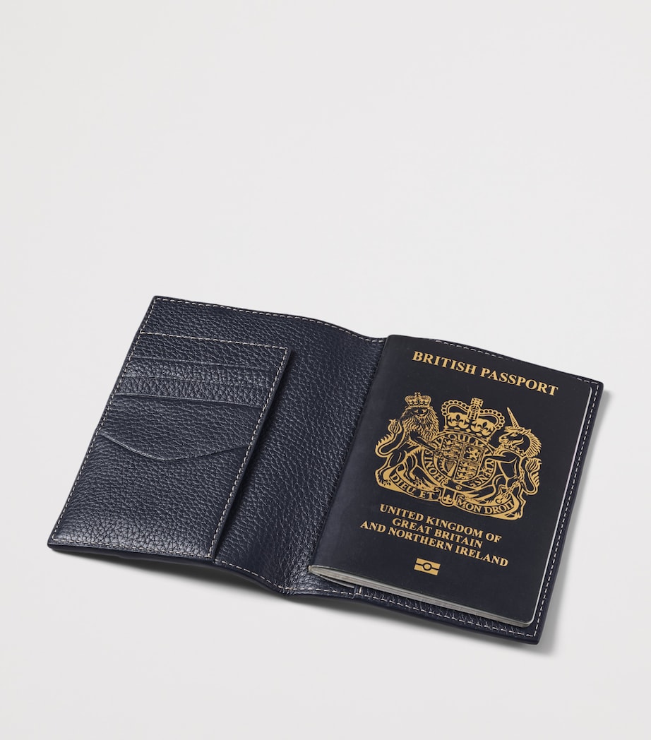 Aspinal Of London Leather Hudson Passport Cover Navy Image 3
