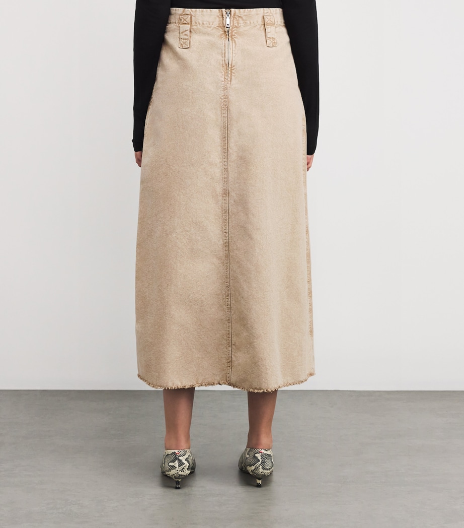 Cotton Canvas Midi Skirt BEIGE Image 4